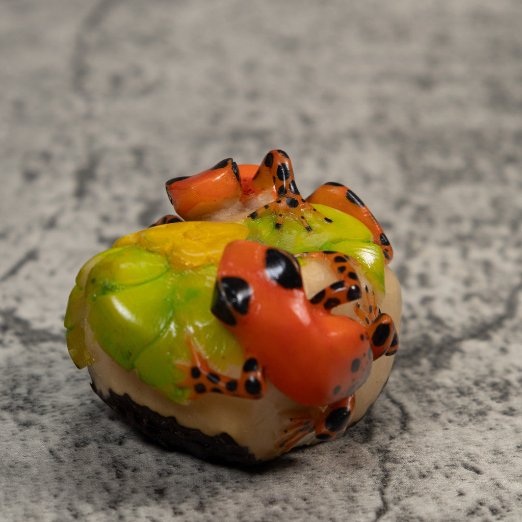 Orange And Black Double Poison Dart Frog Tagua Carving