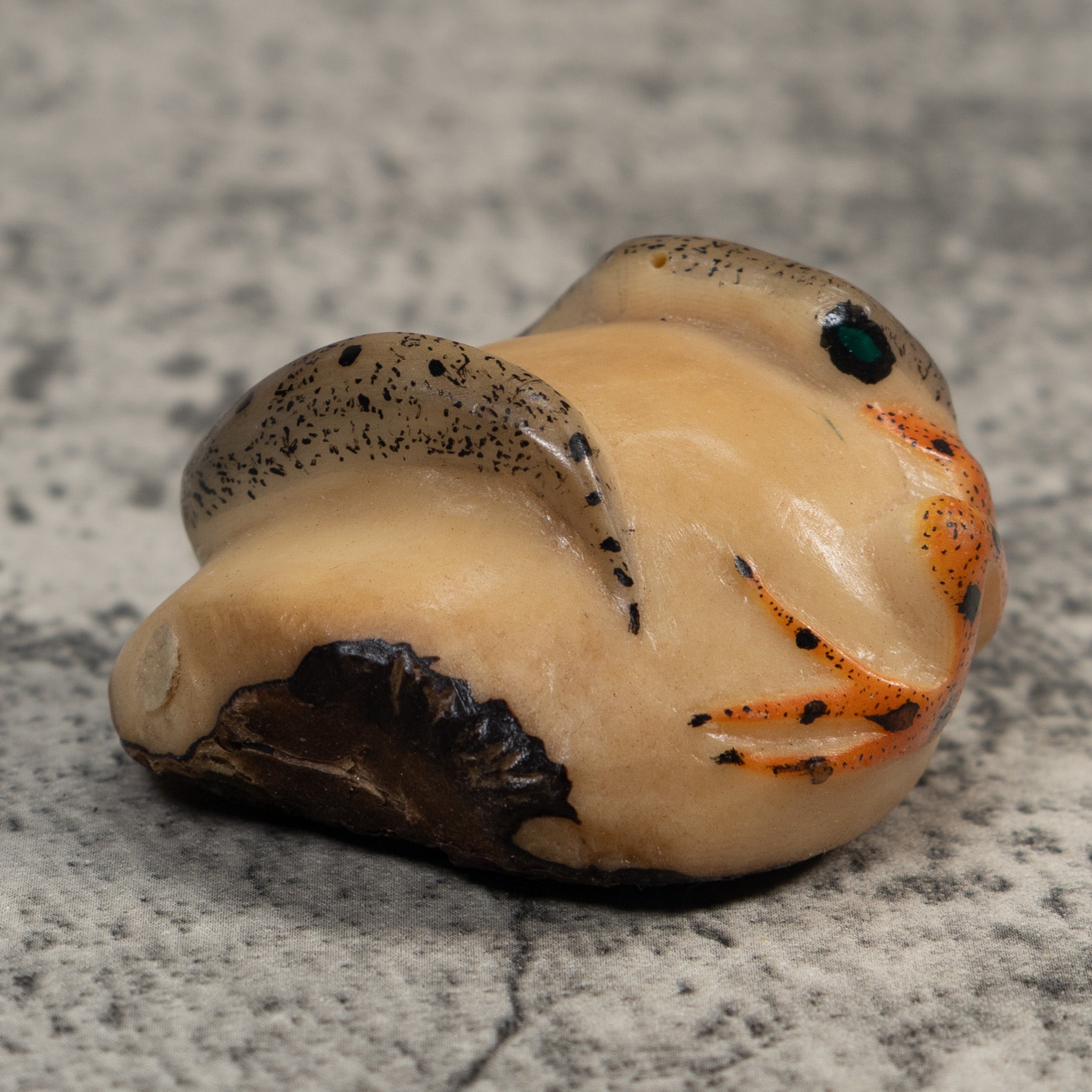 Vintage Snake Eating Frog Tagua Carving