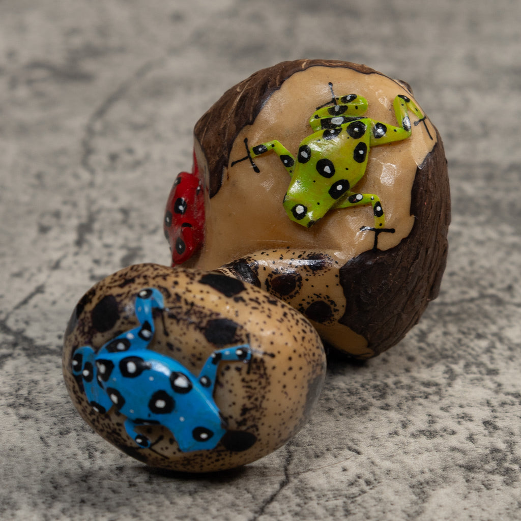 Multiple Poison Dart Frog And Mushroom Tagua Carving