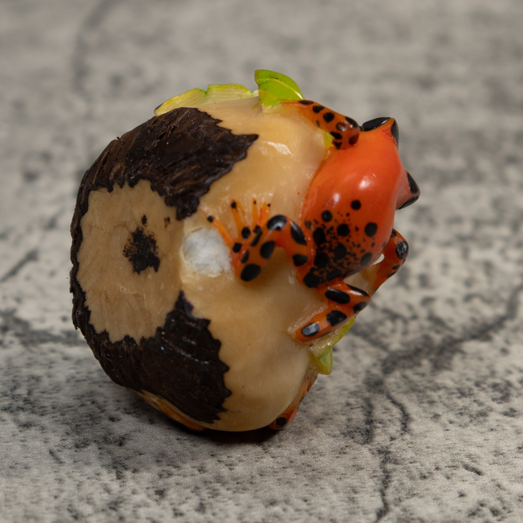 Orange And Black Double Poison Dart Frog Tagua Carving