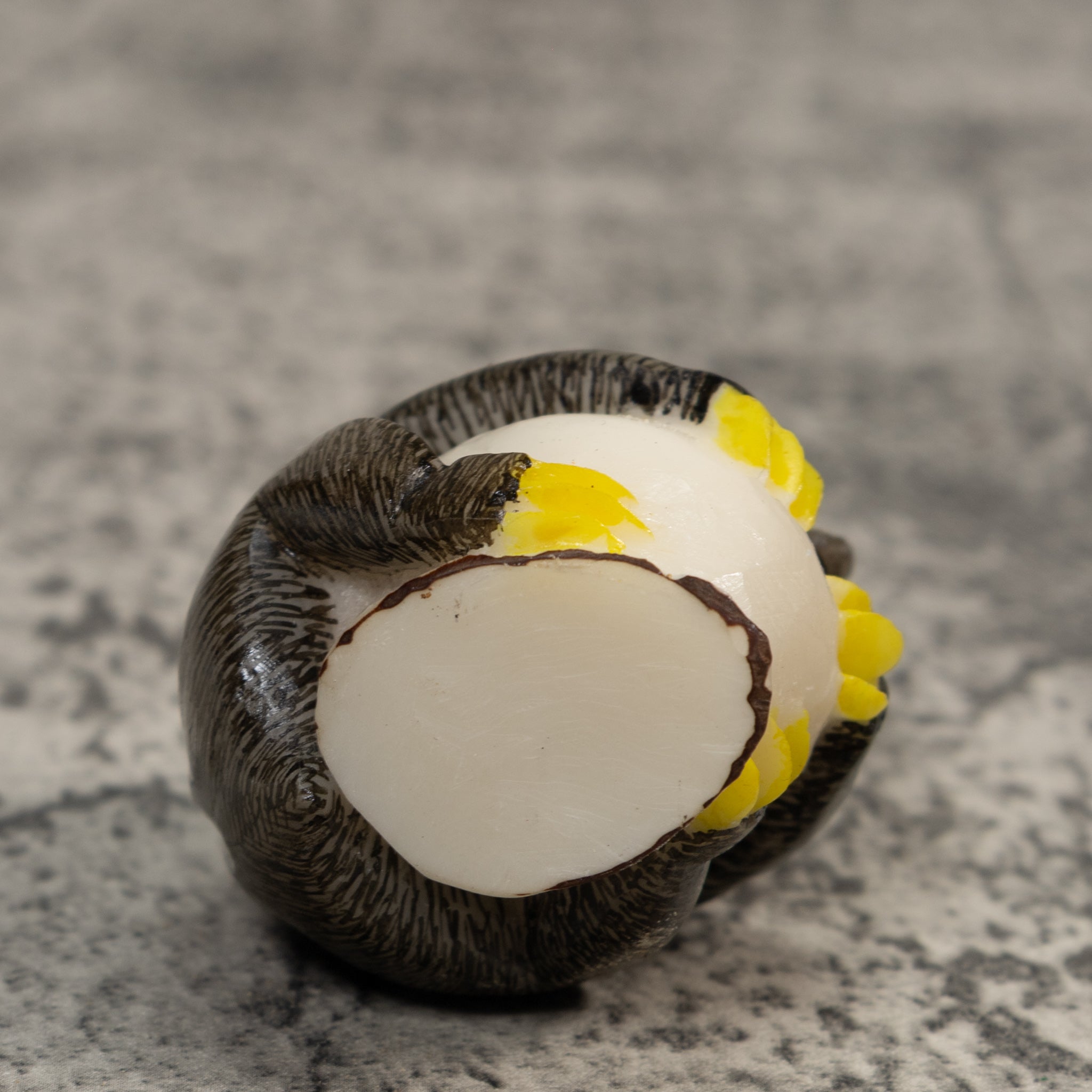 Gray And Yellow Sloth Tagua Carving