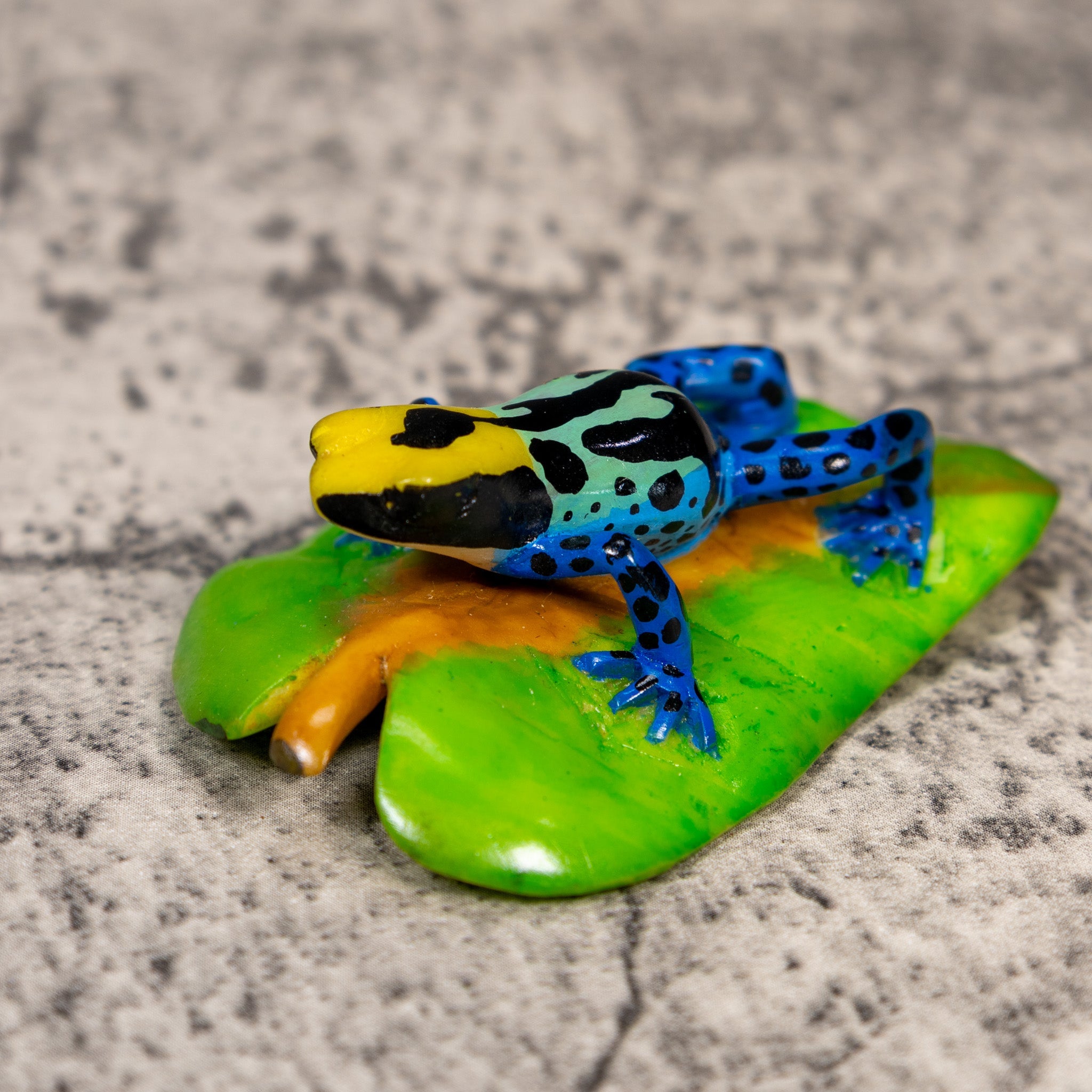 Blue Black And Yellow Poison Dart Frog Tagua Carving