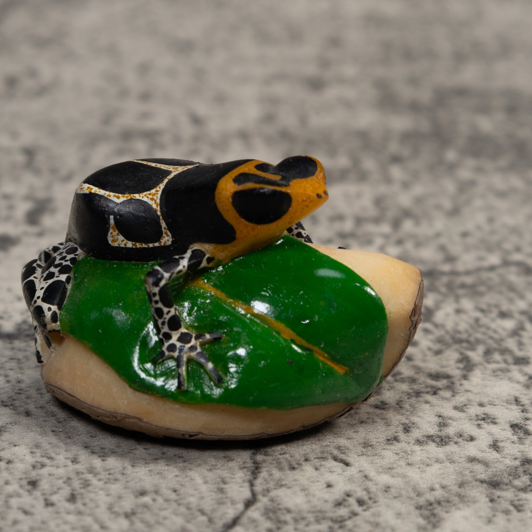 White Orange And Black Poison Dart Frog Tagua Carving