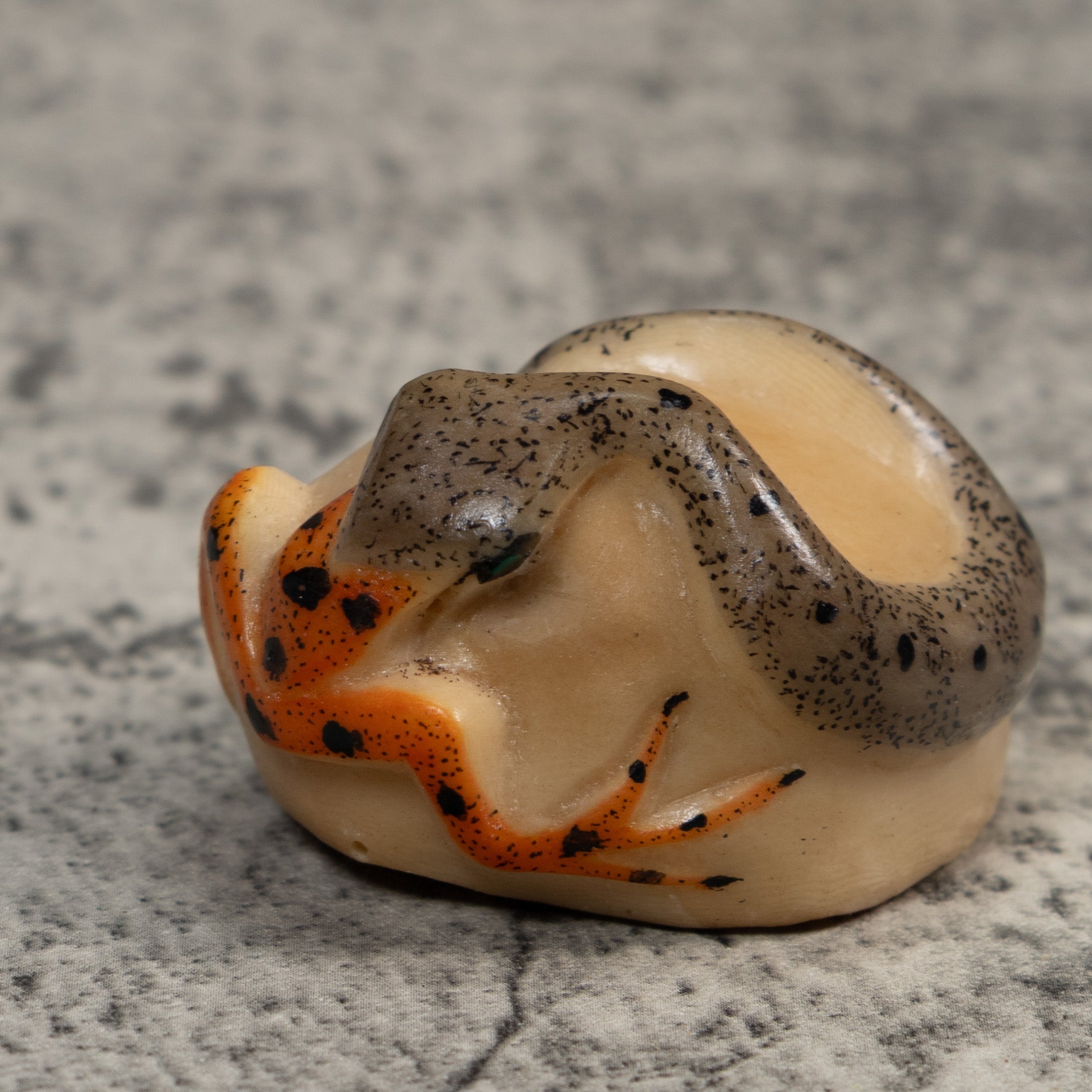Vintage Snake Eating Frog Tagua Carving
