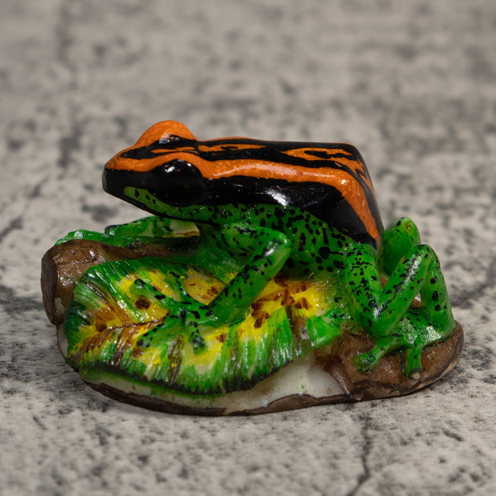 Orange Green And Black Poison Dart Frog Tagua Carving