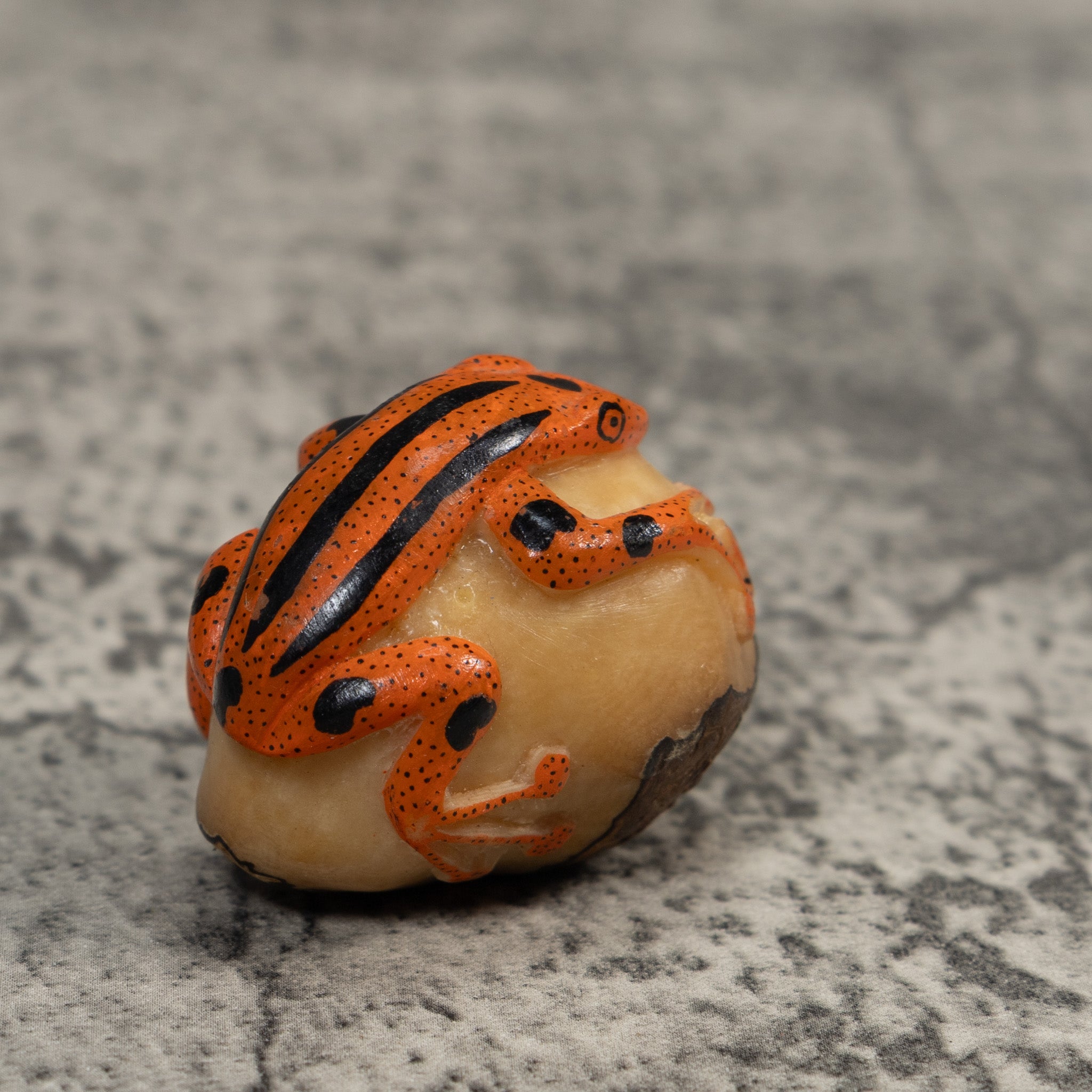 Vintage Orange And Black Poison Dart Frog Tagua Carving