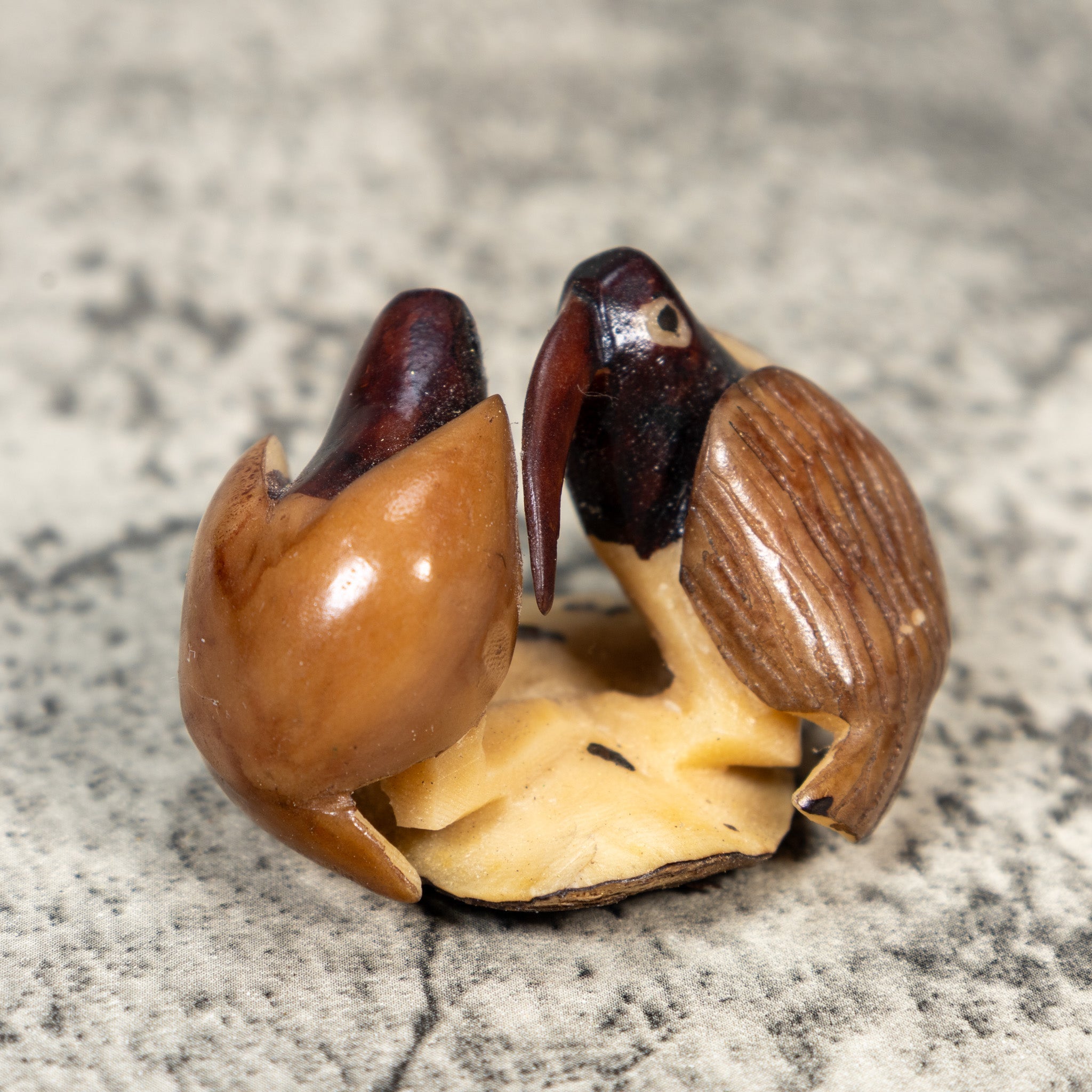 Brown And Black Two Bird Tagua Carving