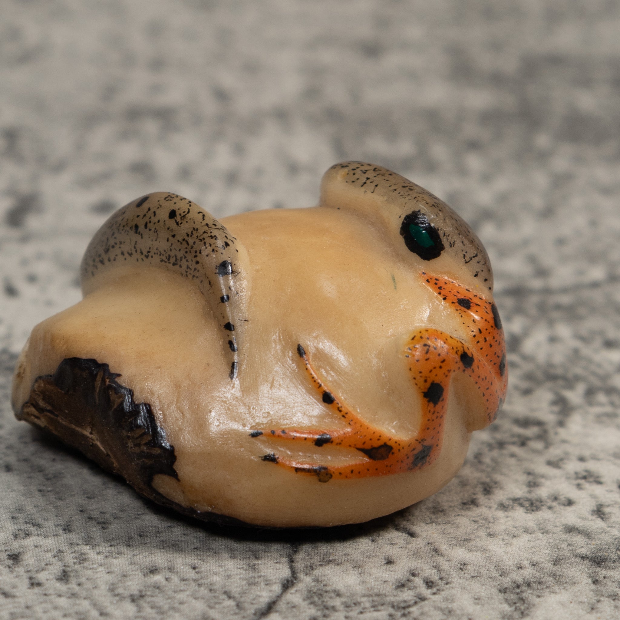 Vintage Snake Eating Frog Tagua Carving