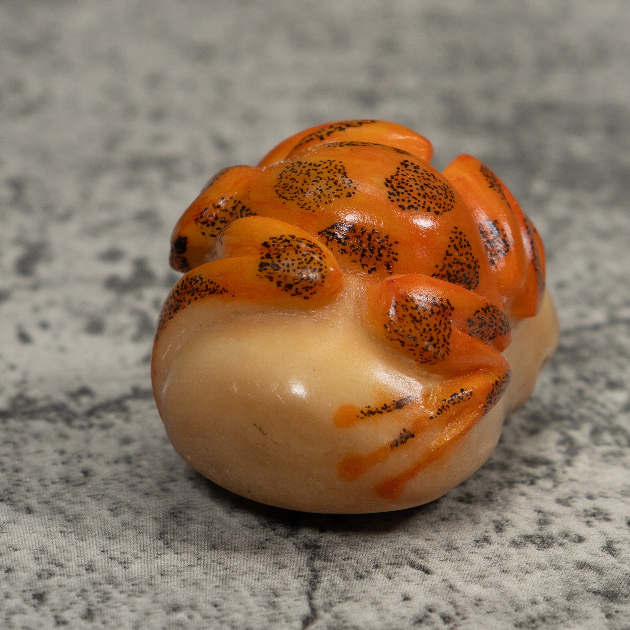 Vintage Orange And Black Frog Tagua Carving