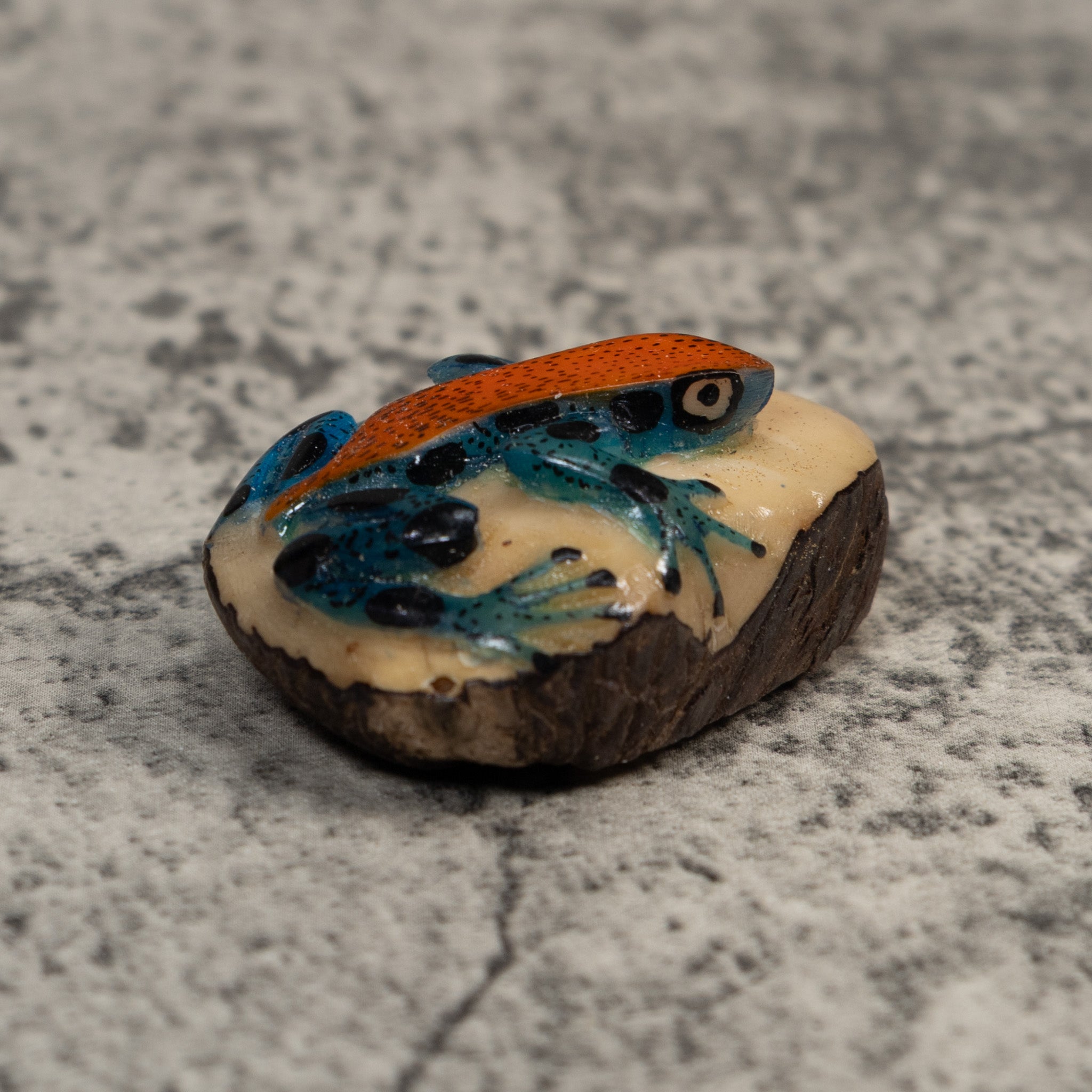 Red And Blue Poison Dart Frog Tagua Carving