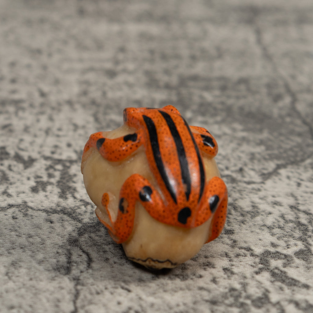 Vintage Orange And Black Poison Dart Frog Tagua Carving
