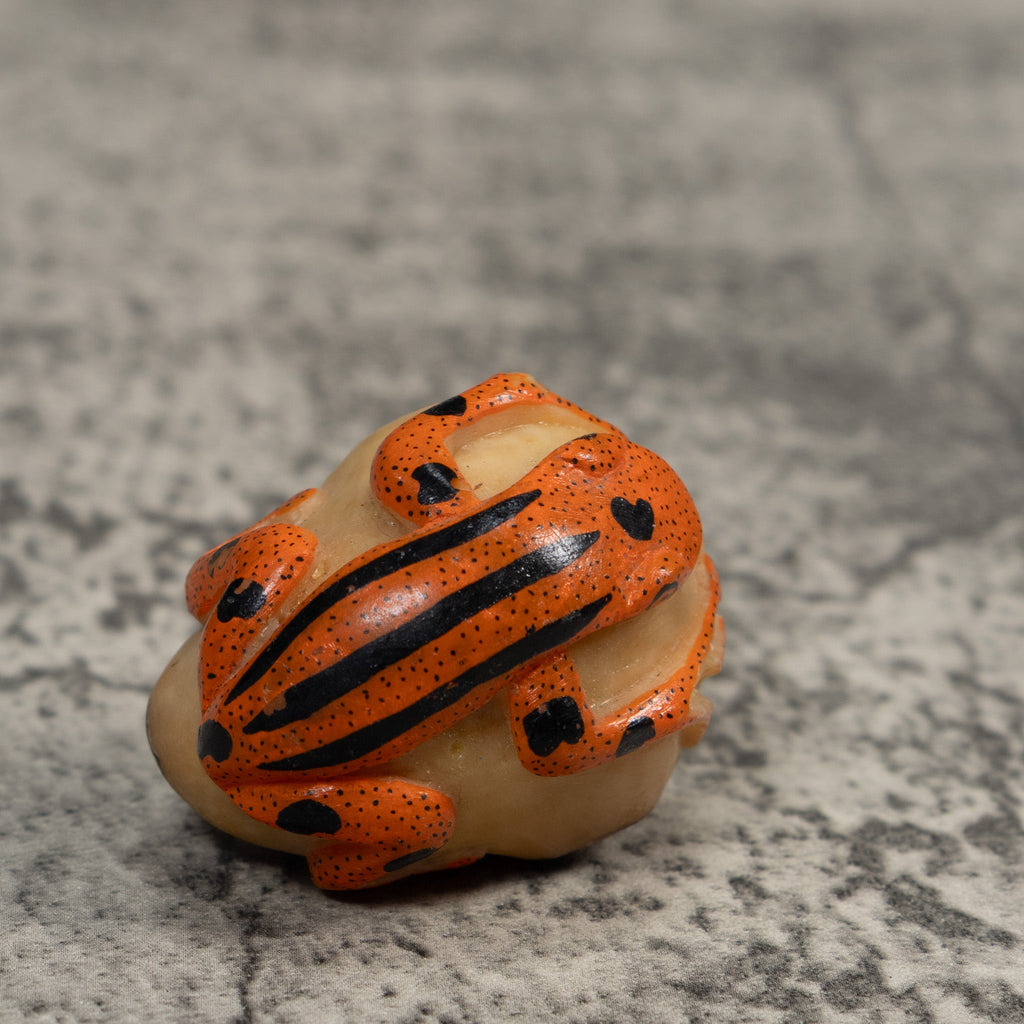 Vintage Orange And Black Poison Dart Frog Tagua Carving