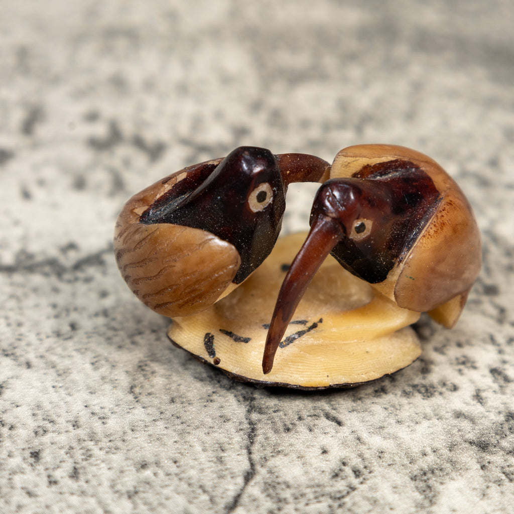 Brown And Black Two Bird Tagua Carving