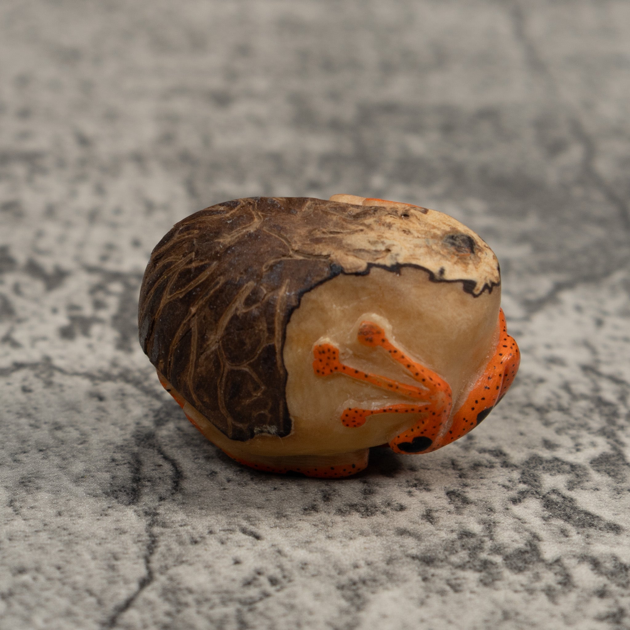 Vintage Orange And Black Poison Dart Frog Tagua Carving