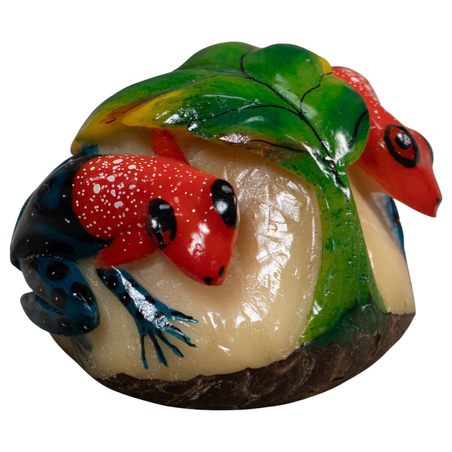 Double Red And Black Poison Dart Frog Tagua Carving