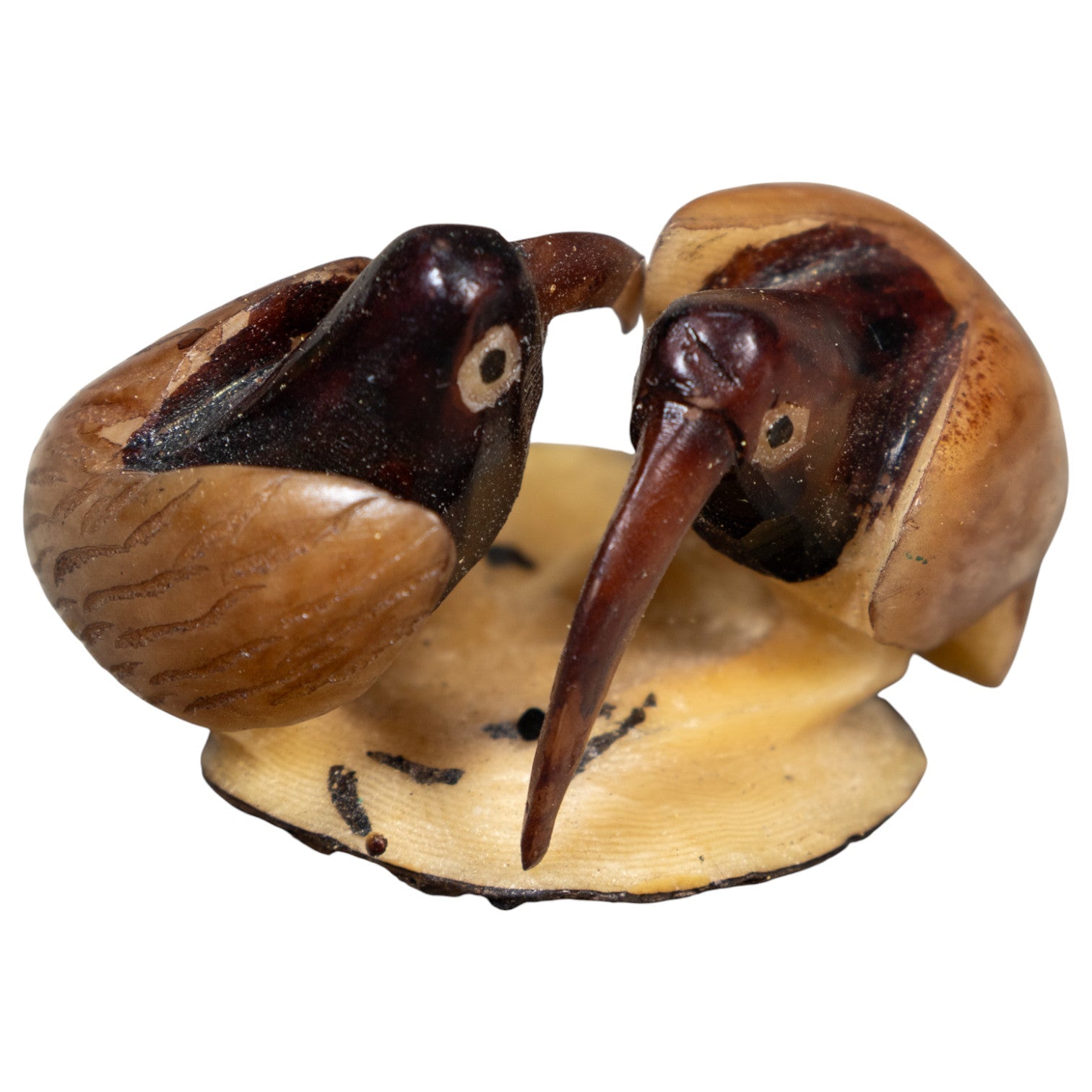 Brown And Black Two Bird Tagua Carving