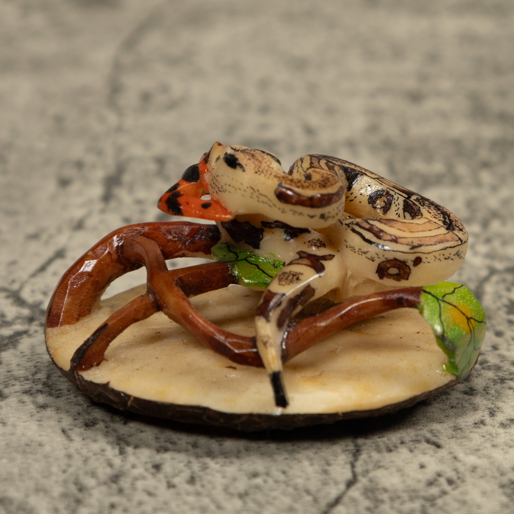 Snake Eating A Frog Tagua Carving