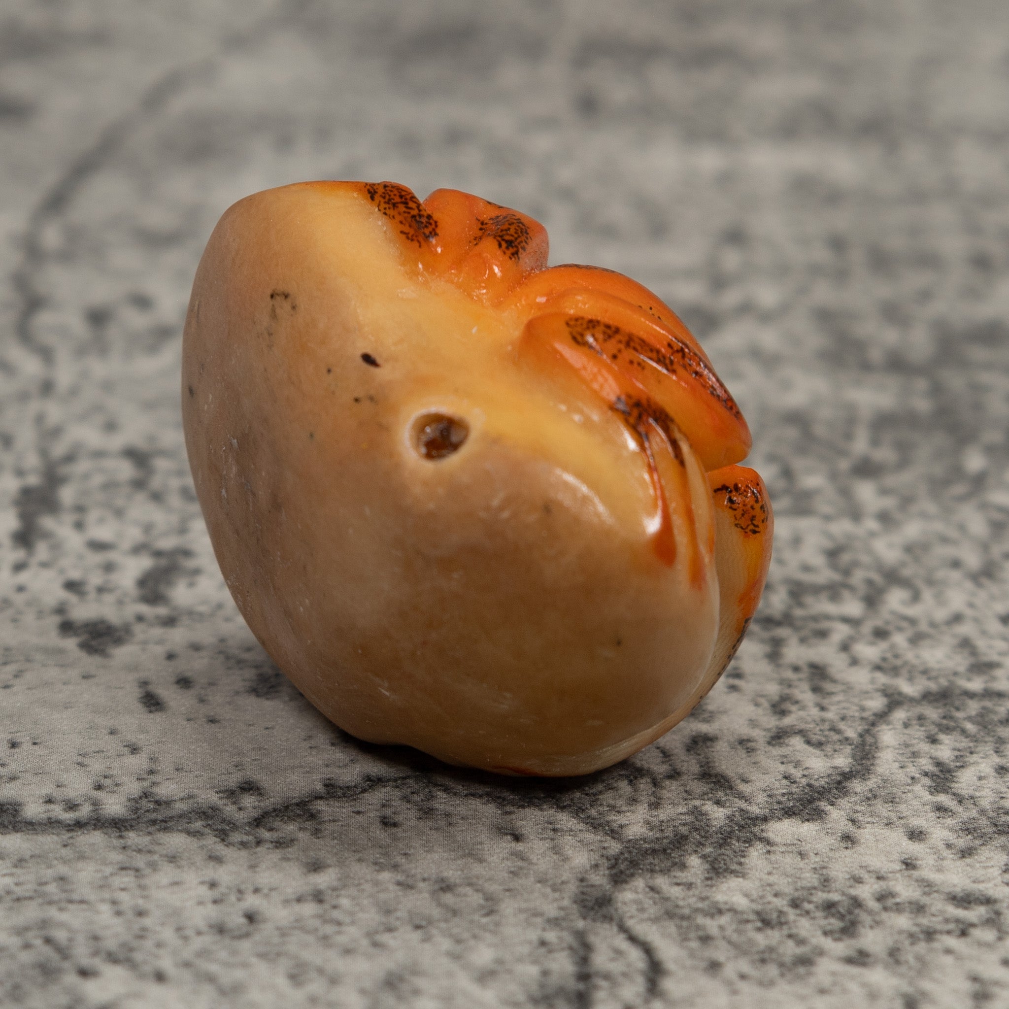 Vintage Orange And Black Frog Tagua Carving