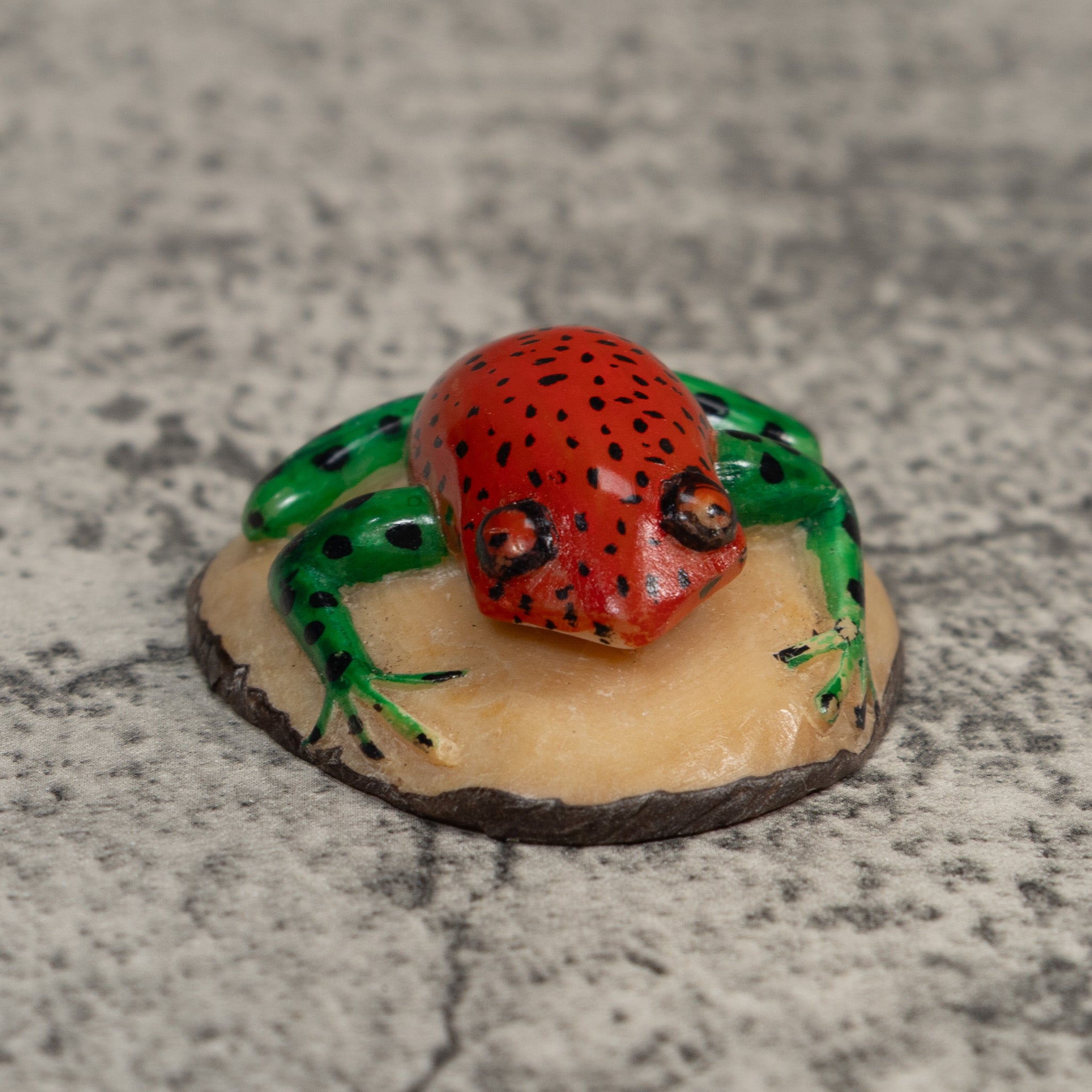 Vintage Red And Green Poison Dart Frog Tagua Carving