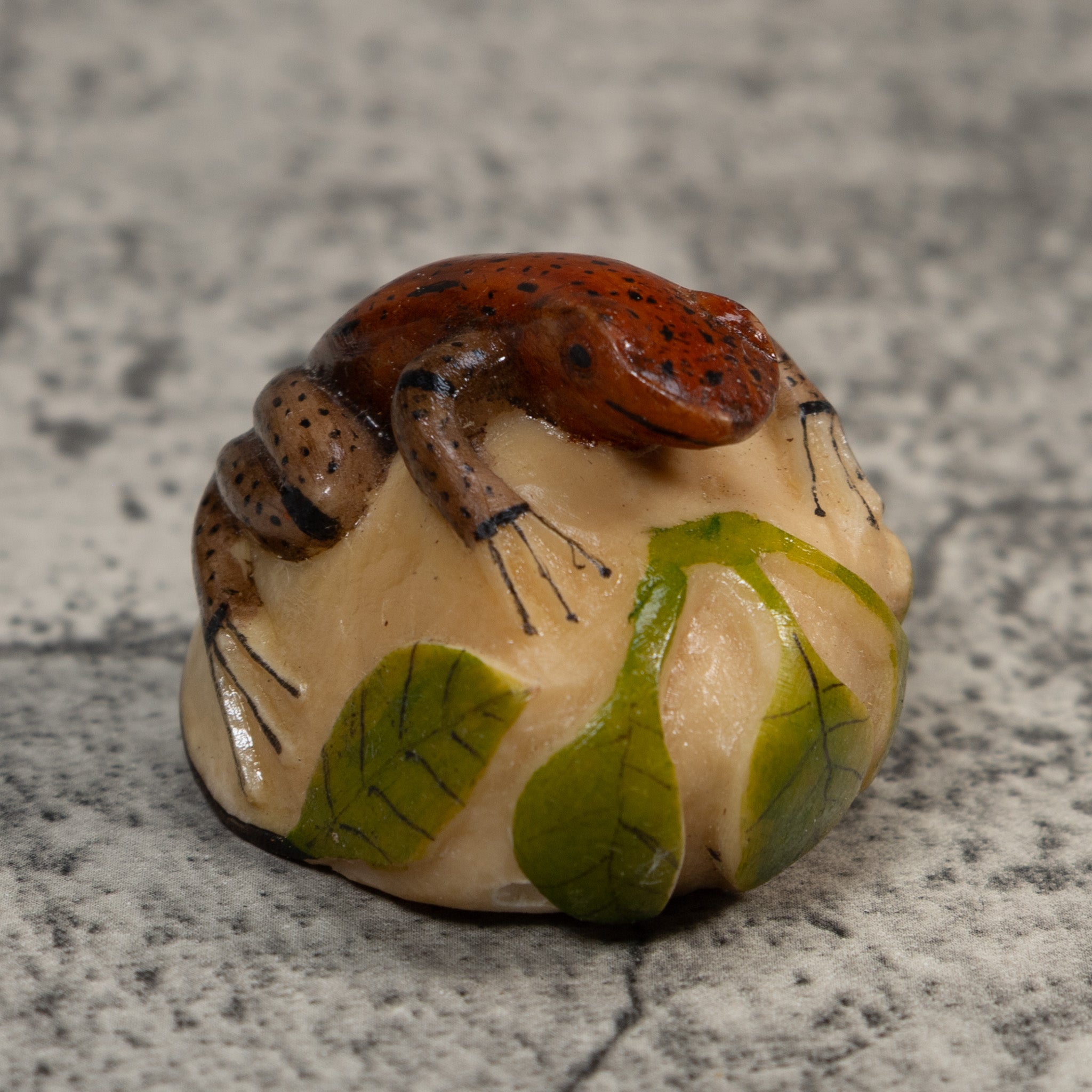 Brown And Black Poison Dart Frog Tagua Carving