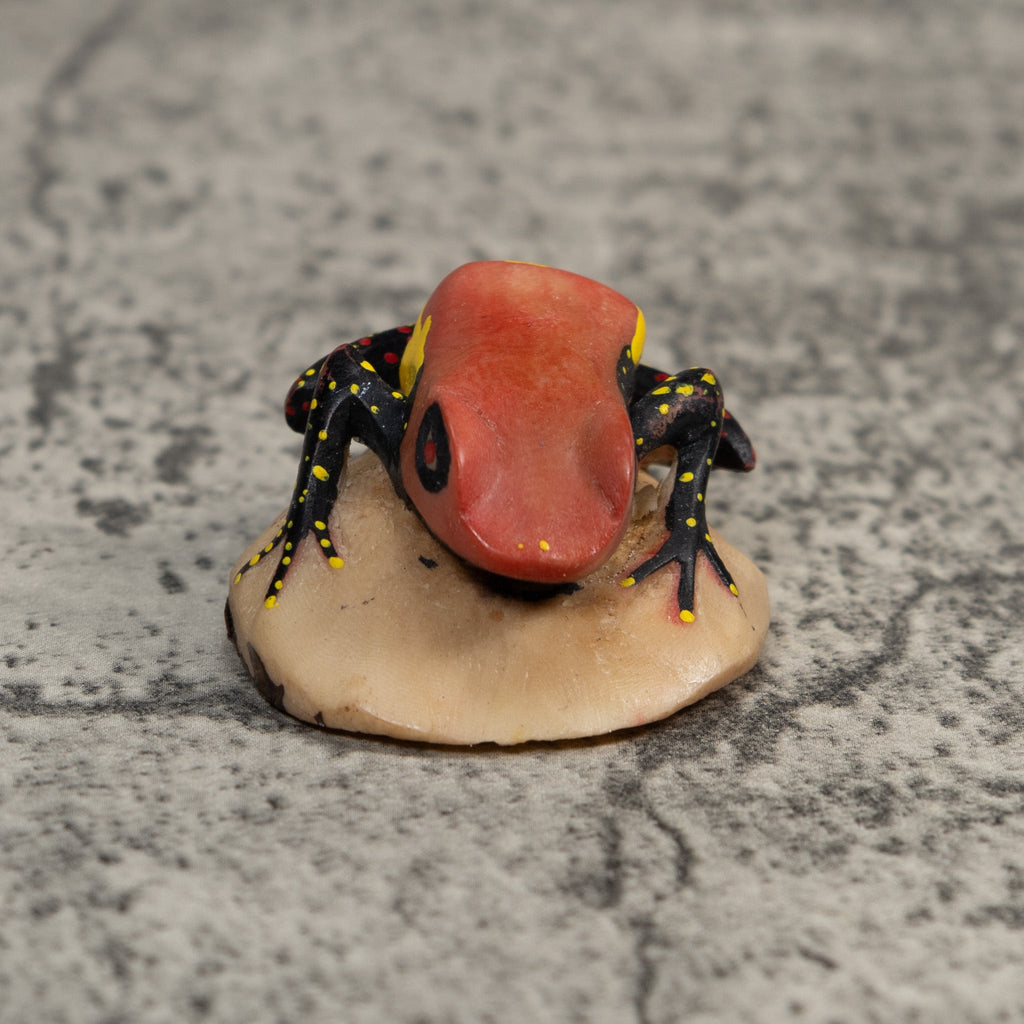 Vintage Black Yellow And Orange Poison Dart Frog Tagua Carving