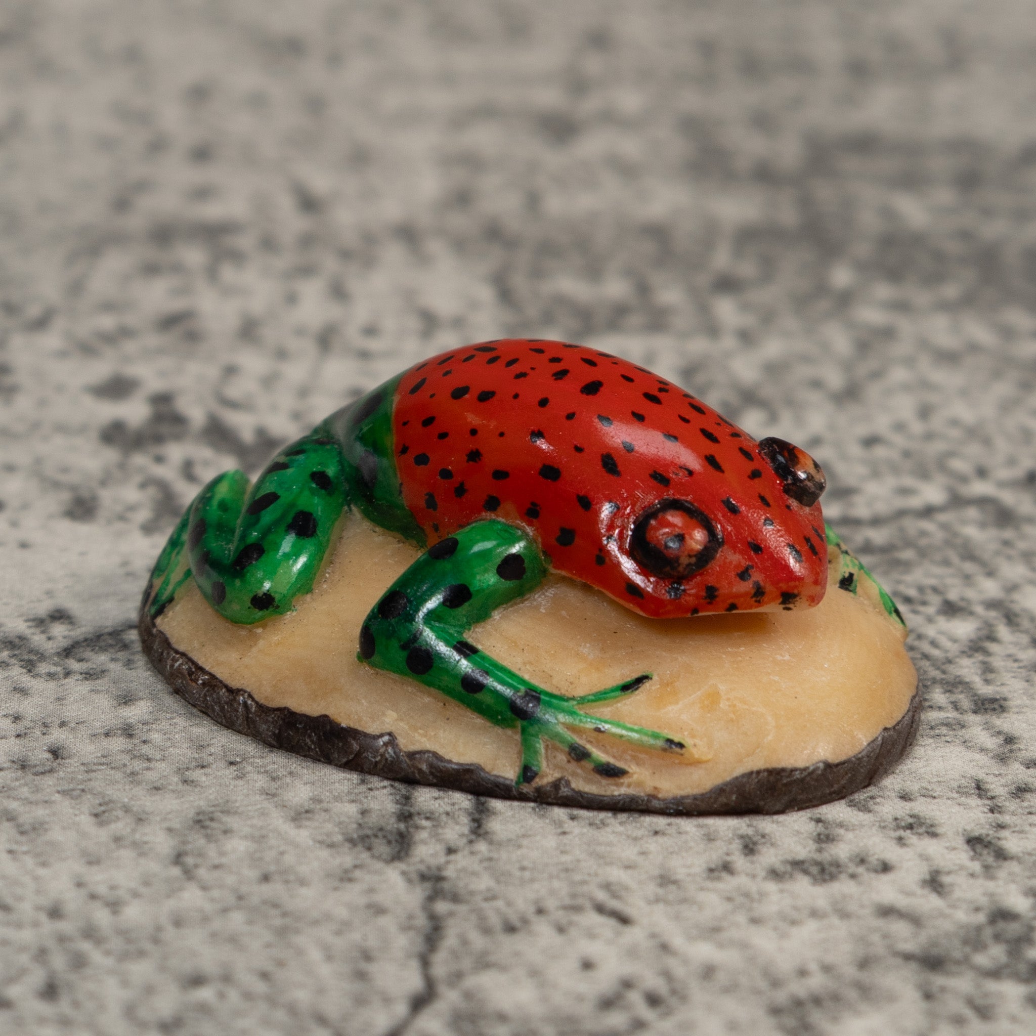 Vintage Red And Green Poison Dart Frog Tagua Carving