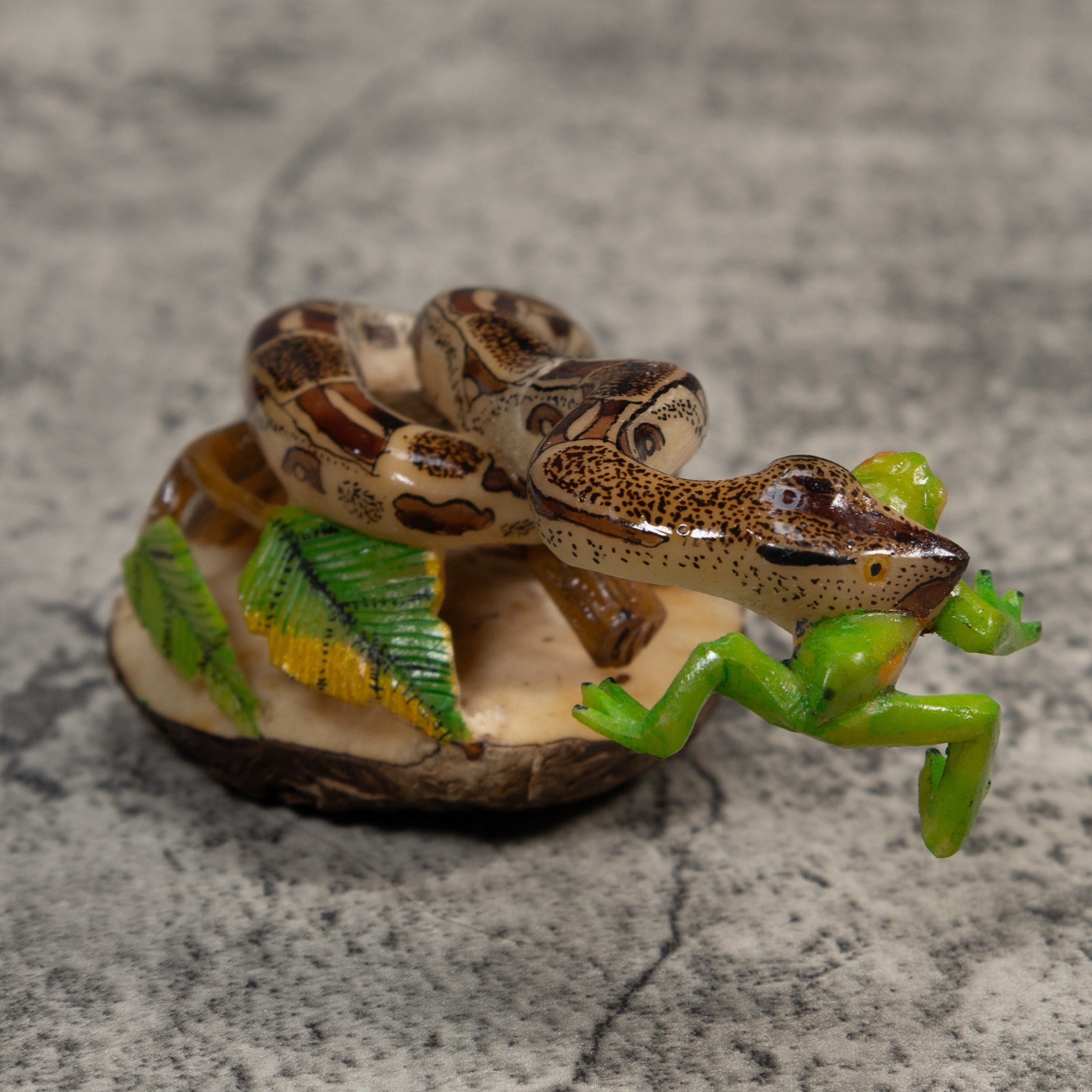 Snake Eating Frog Tagua Carving