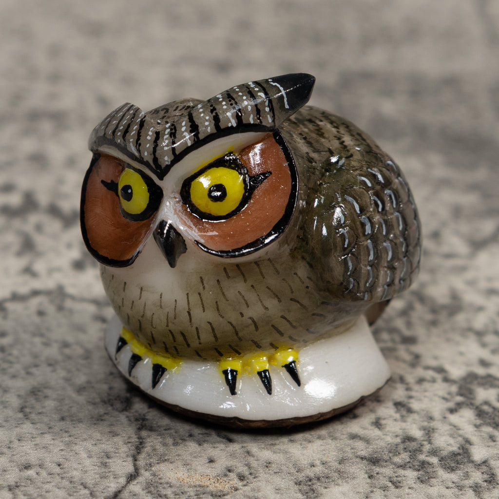 Hoot Owl Bird Tagua Carving