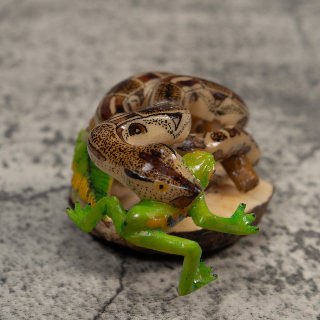 Snake Eating Frog Tagua Carving
