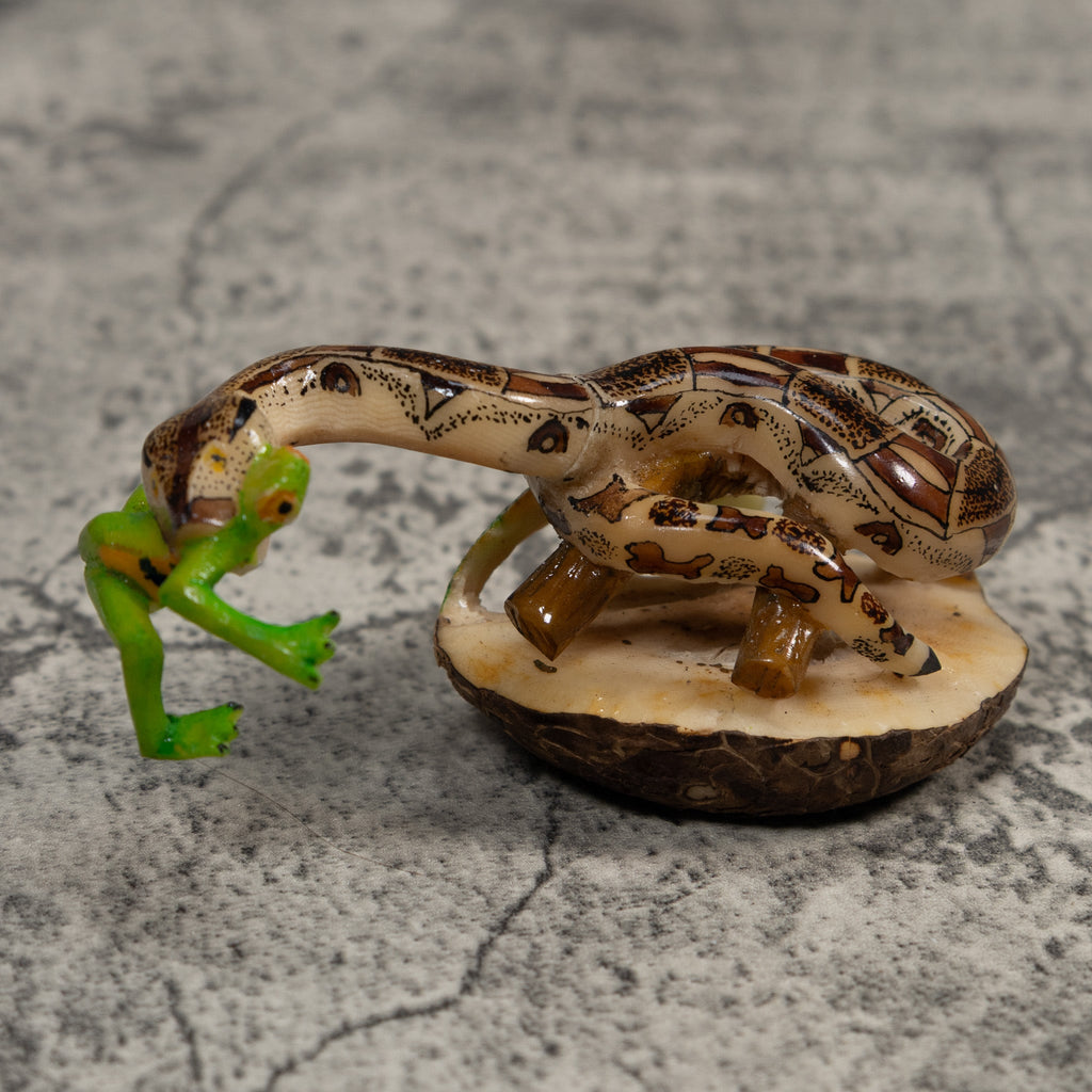 Snake Eating Frog Tagua Carving