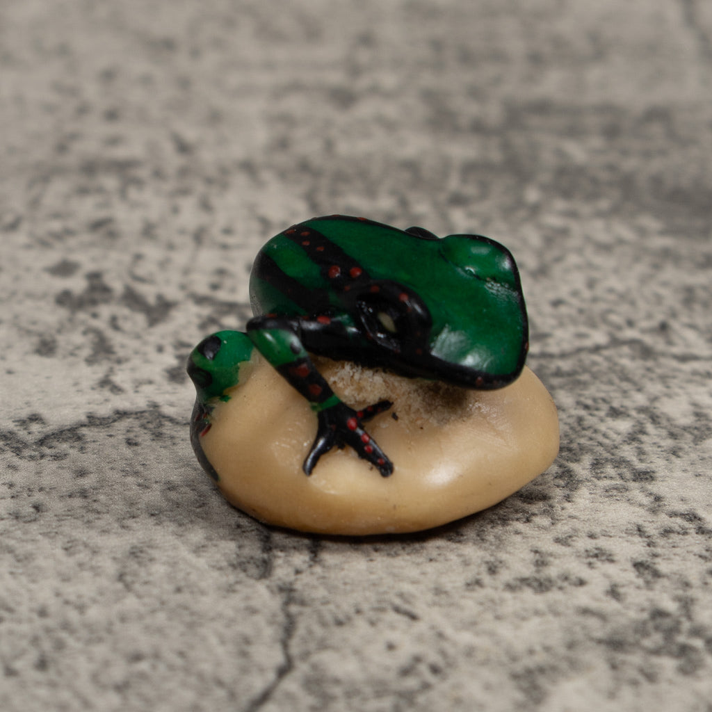 Vintage Dark Green Frog Tagua Carving