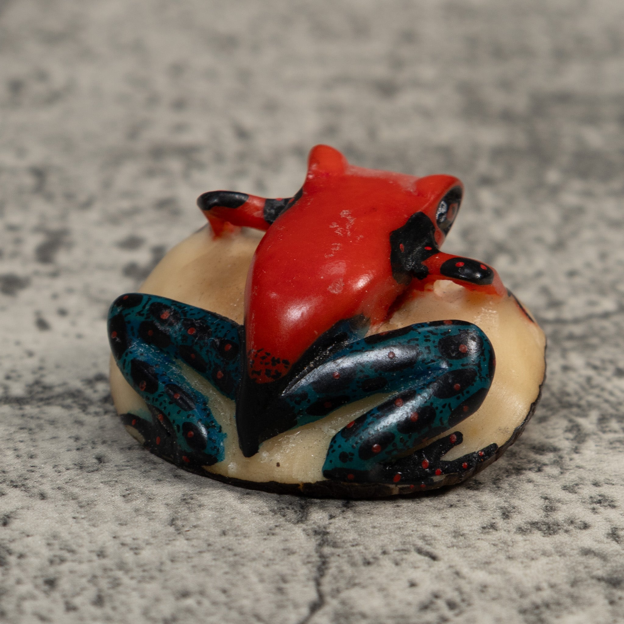 Vintage Red And Blue Poison Dart Frog Tagua Carving