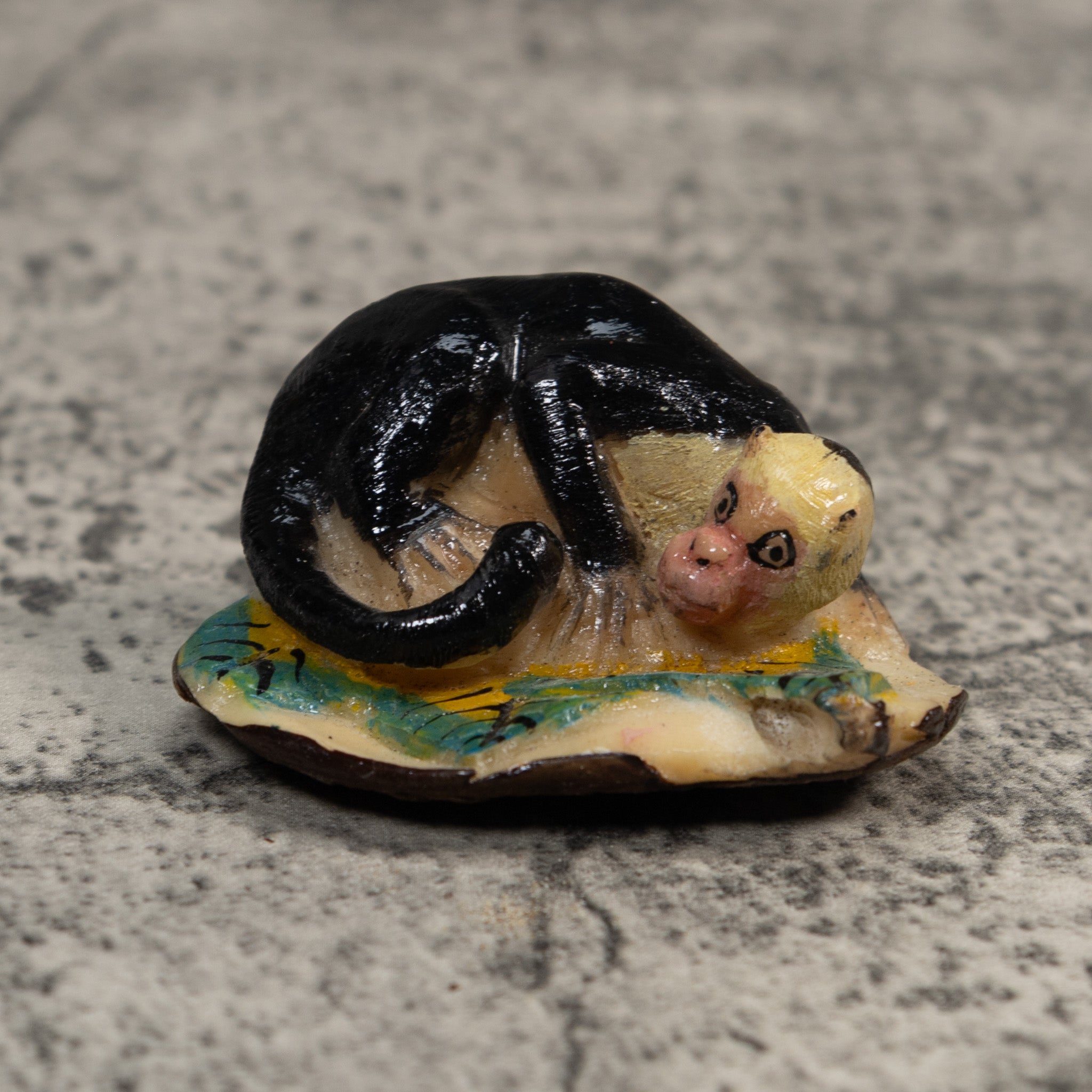 Vintage Black Monkey Tagua Carving