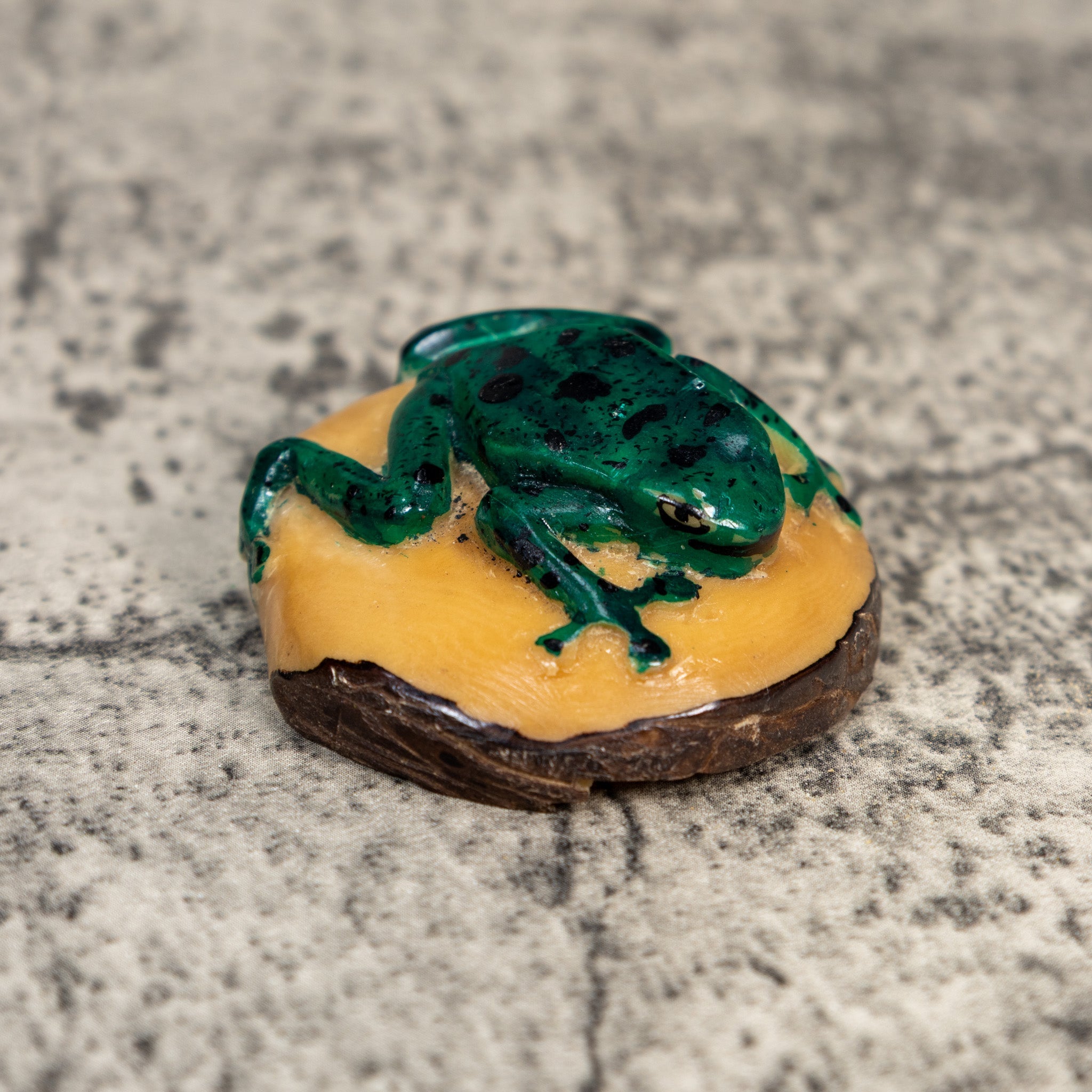 Neon Green Vintage Frog Tagua Carving