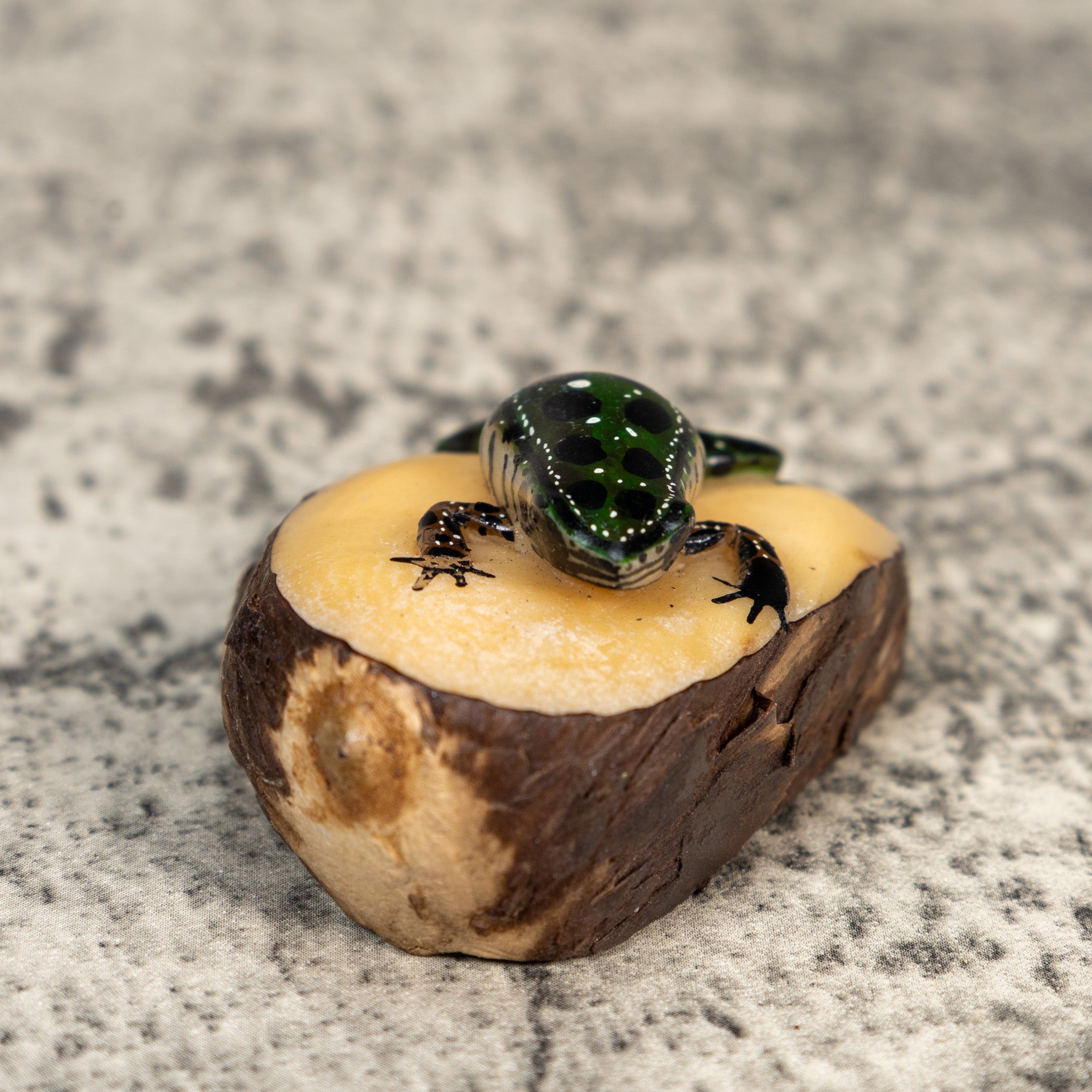 Green And White Poison Dart Frog Tagua Carving