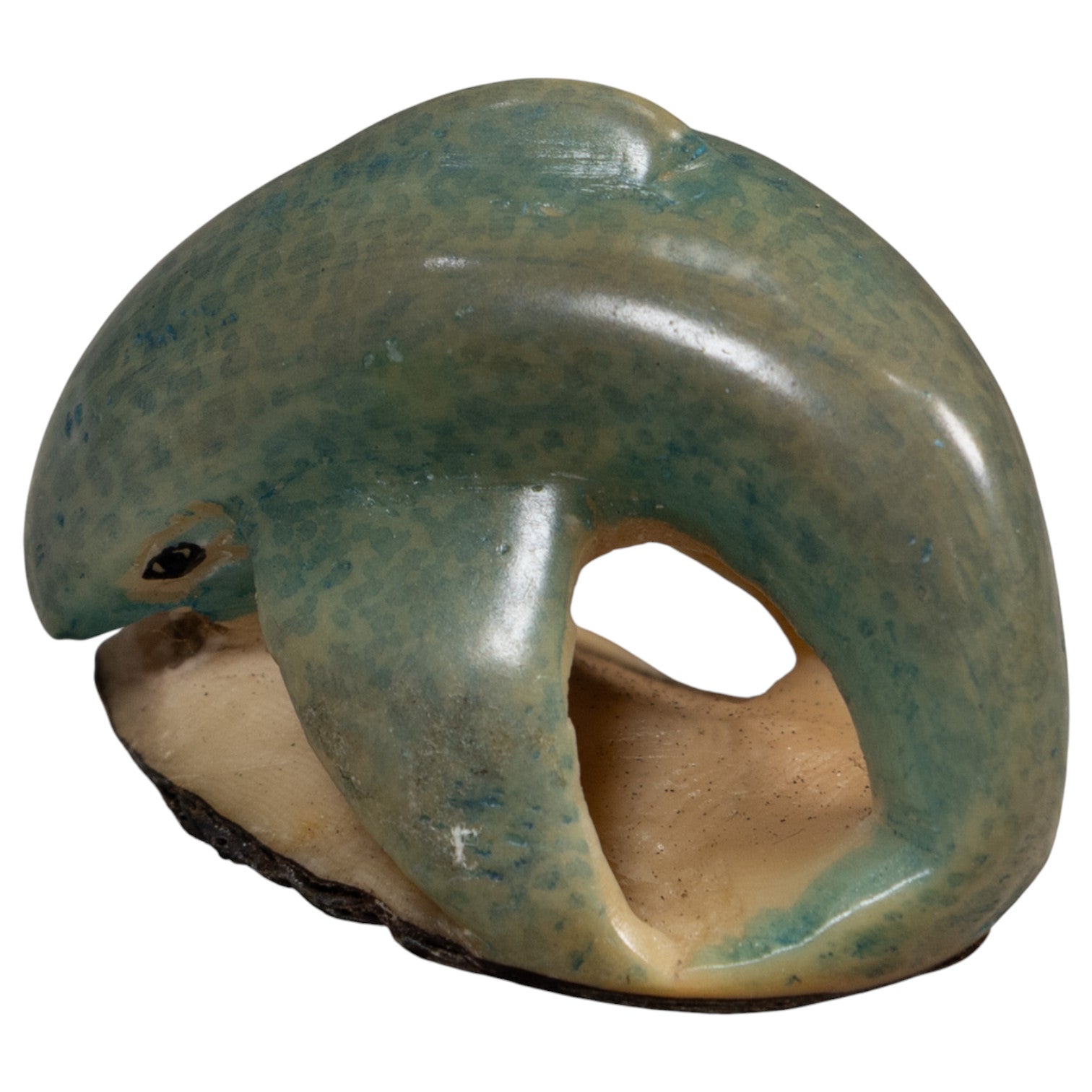 Vintage Blue Dolphin Tagua Carving
