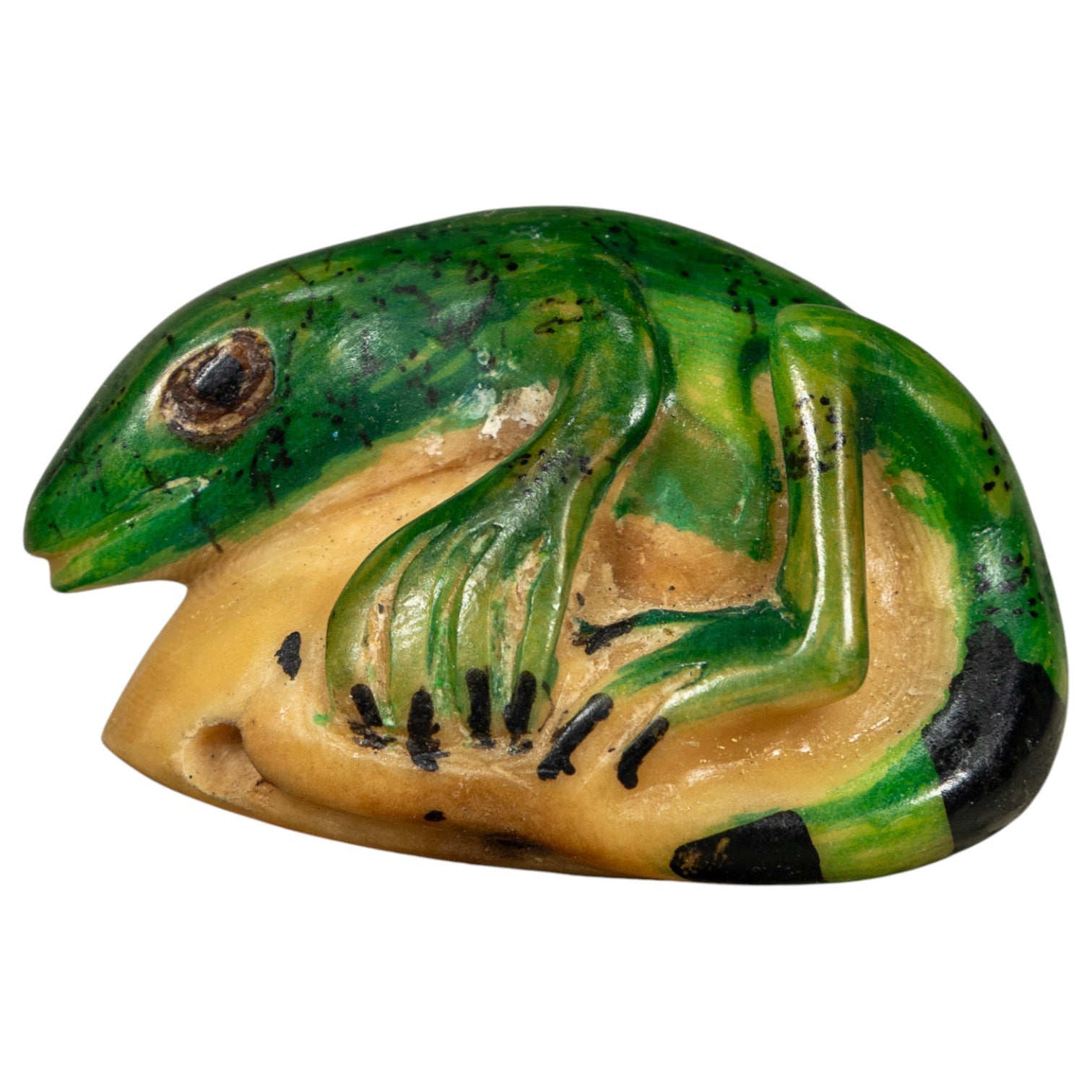 Vintage Green Iguana Lizard Tagua Carving