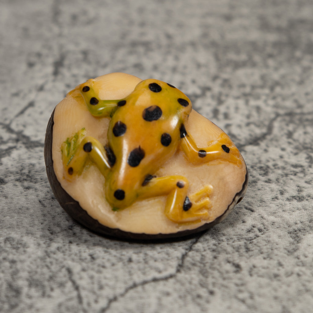 Vintage Golden Frog Tagua Carving