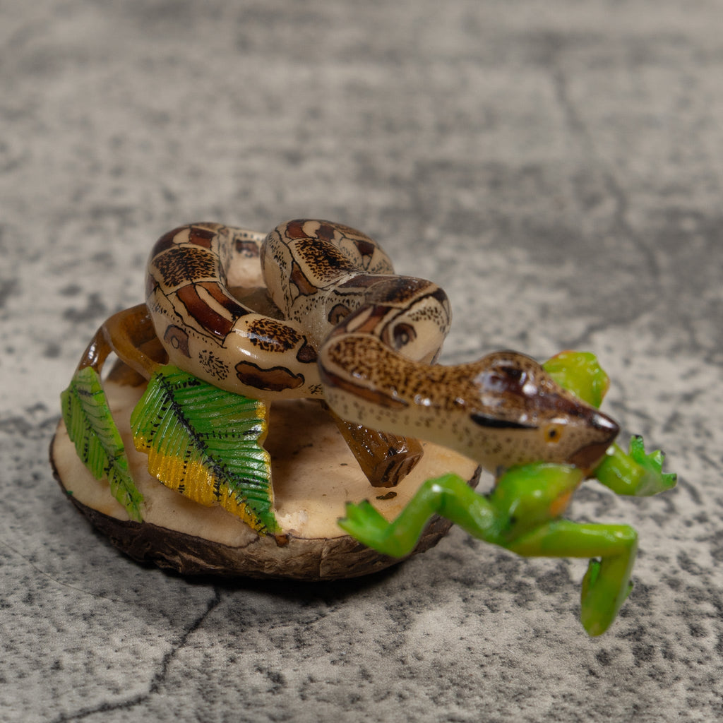 Snake Eating Frog Tagua Carving