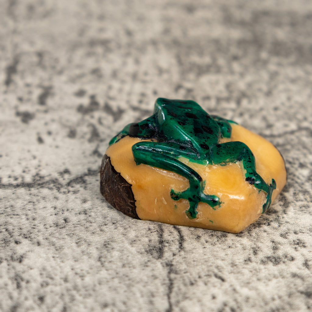 Neon Green Vintage Frog Tagua Carving