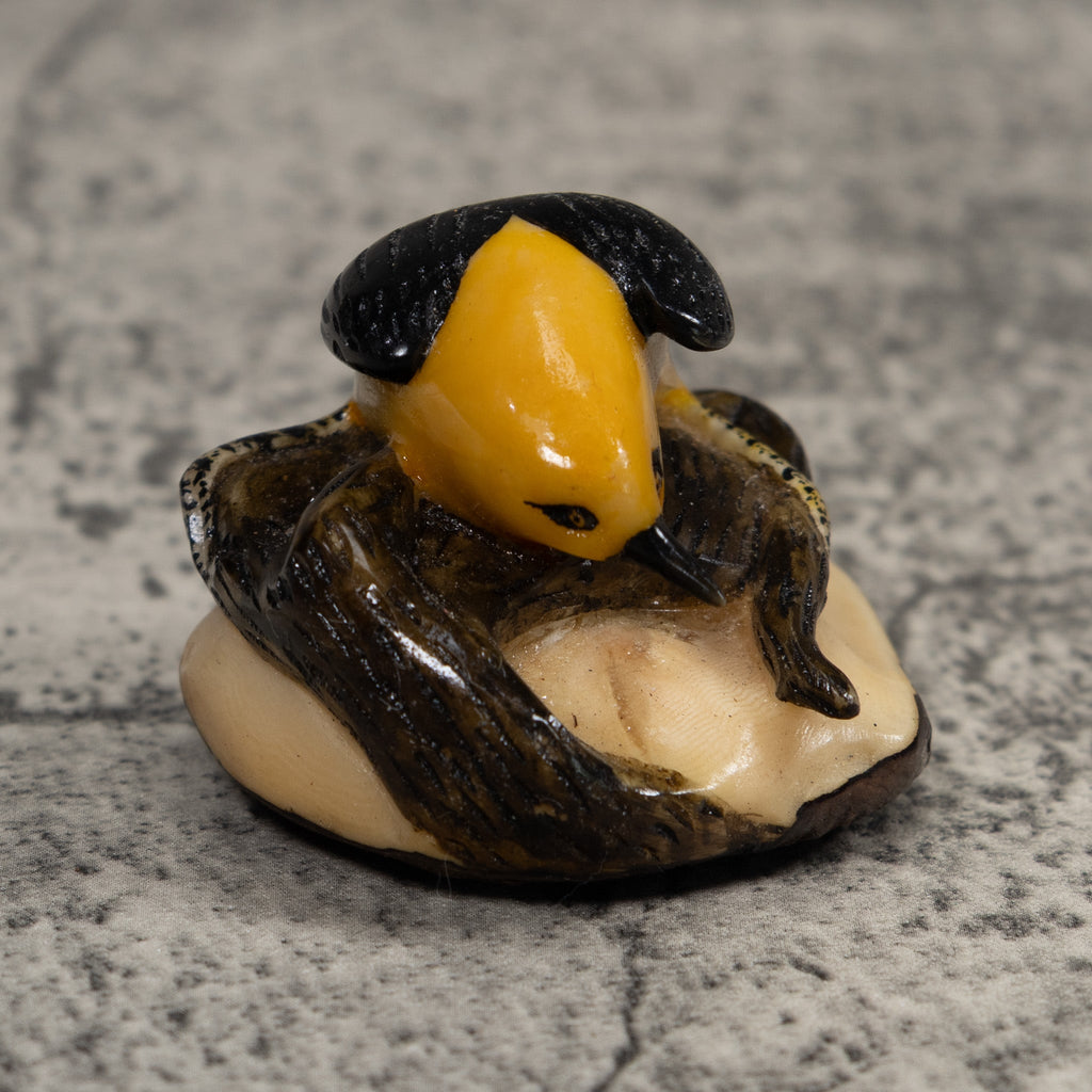 Black And Yellow Oriole Bird Tagua Carving