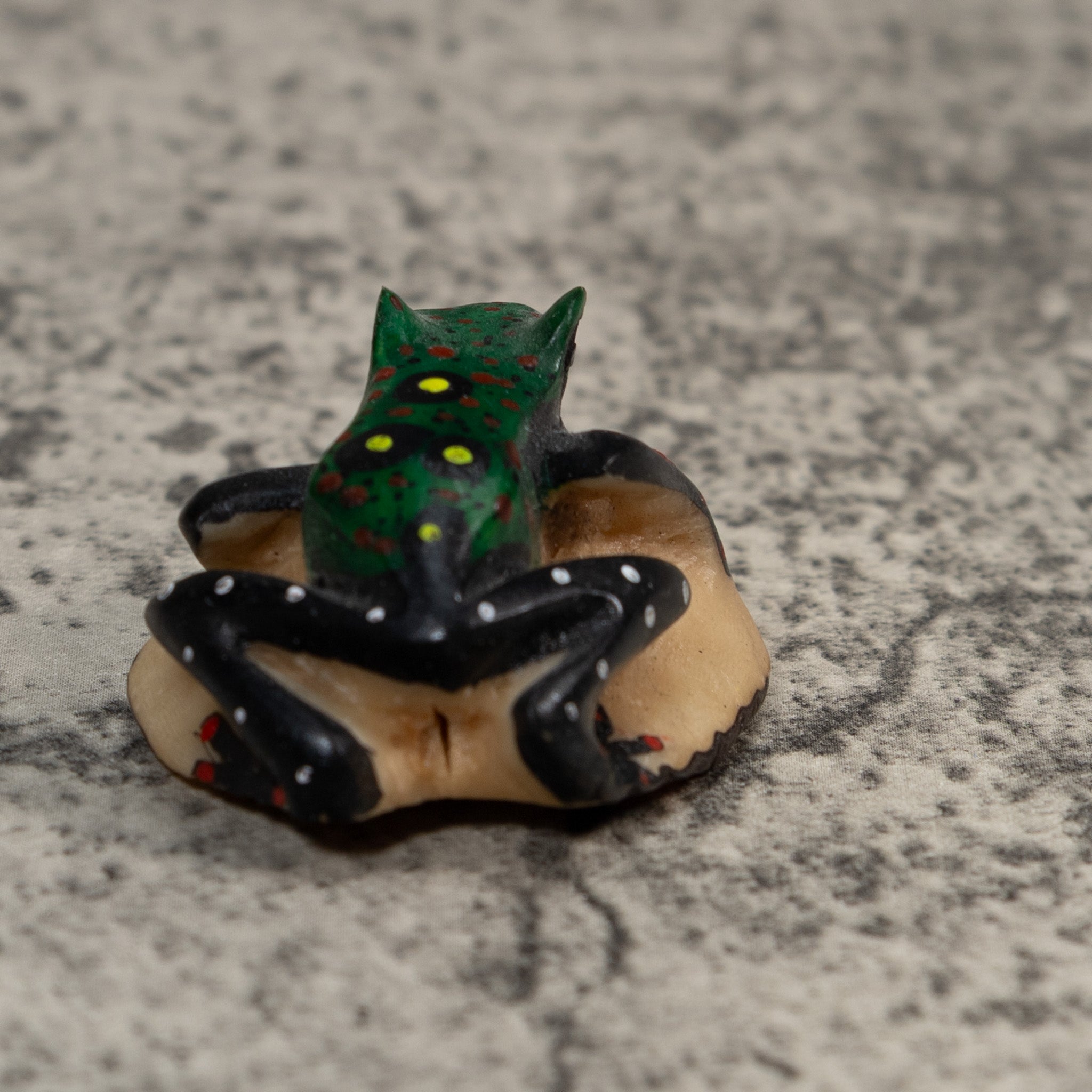 Vintage Green And Black Poison Dart Frog Tagua Carving