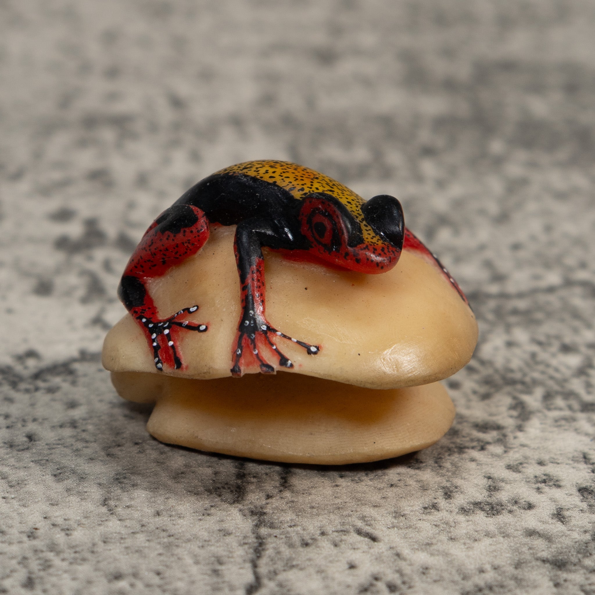 Vintage Red Black And Gold Poison Dart Frog Tagua Carving