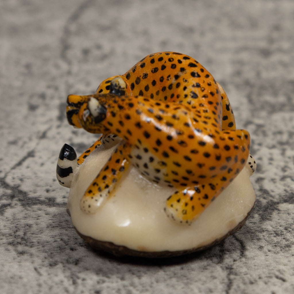 Cheetah Cat Tagua Carving