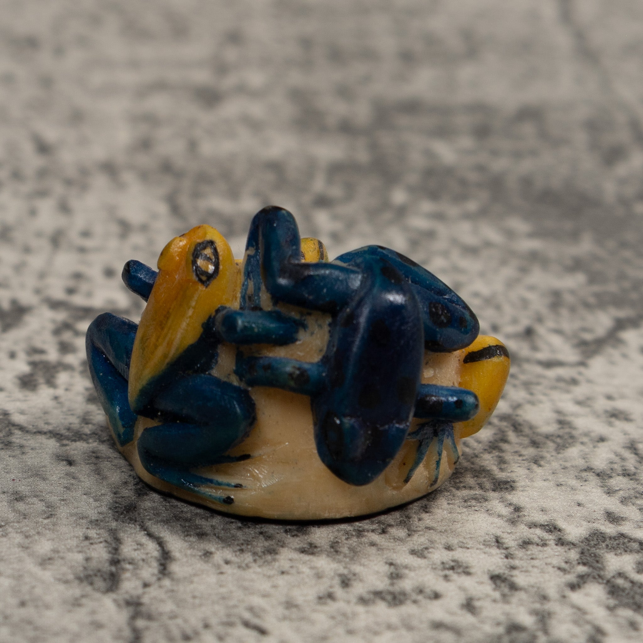 Triple Orange Blue And Yellow Frog Tagua Carving