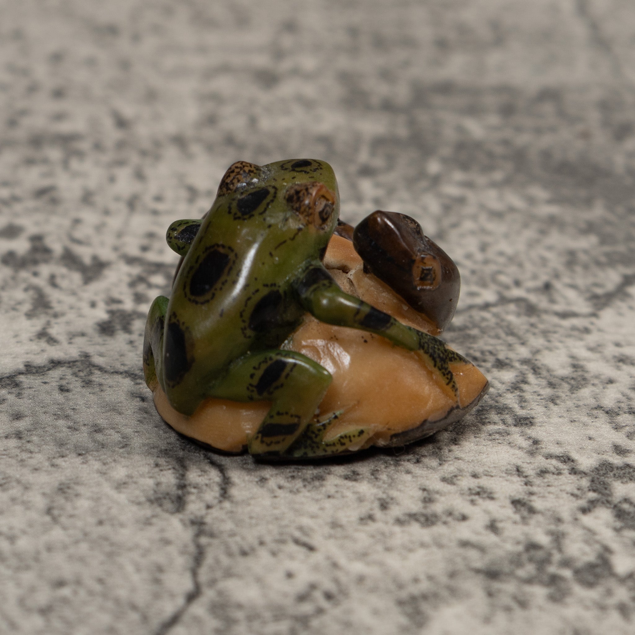 Vintage Snake And Frog Tagua Carving