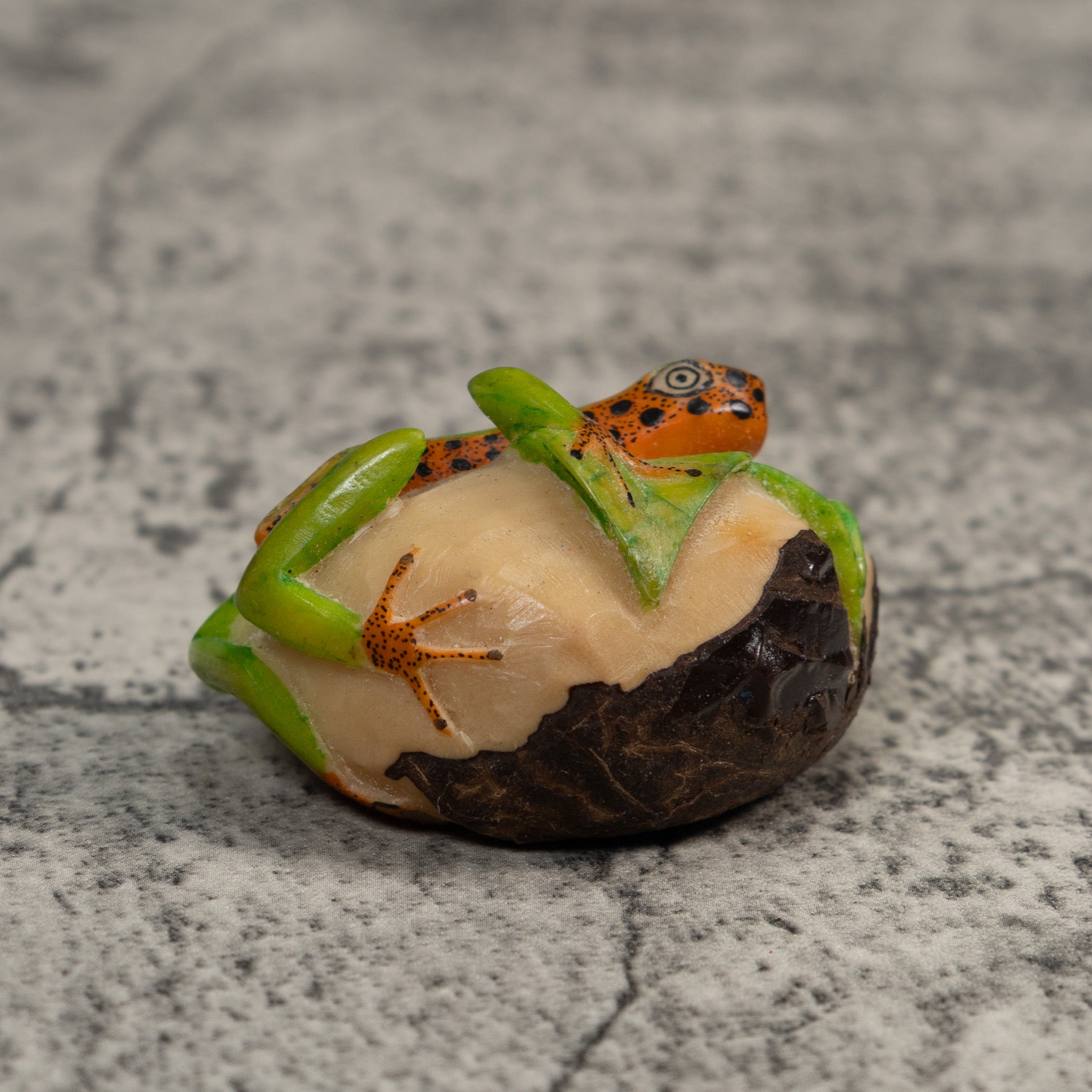 Green And Gold Poison Dart Frog Tagua Carving