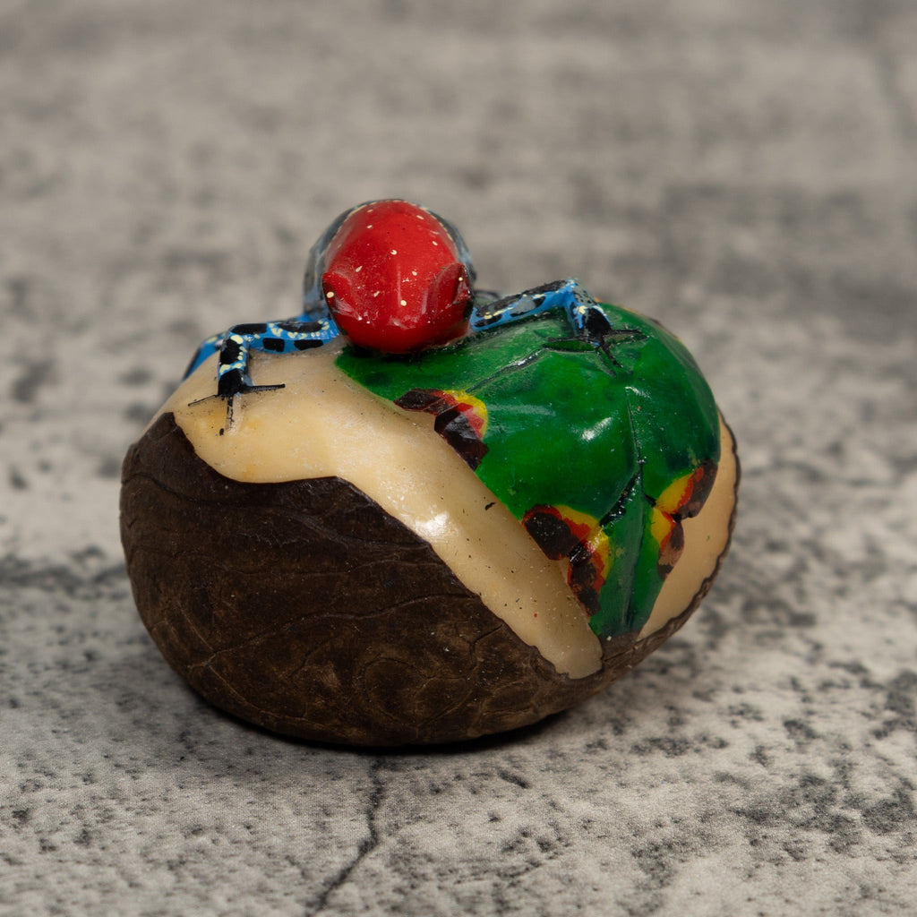 Blue Red And Black Poison Dart Frog Tagua Carving