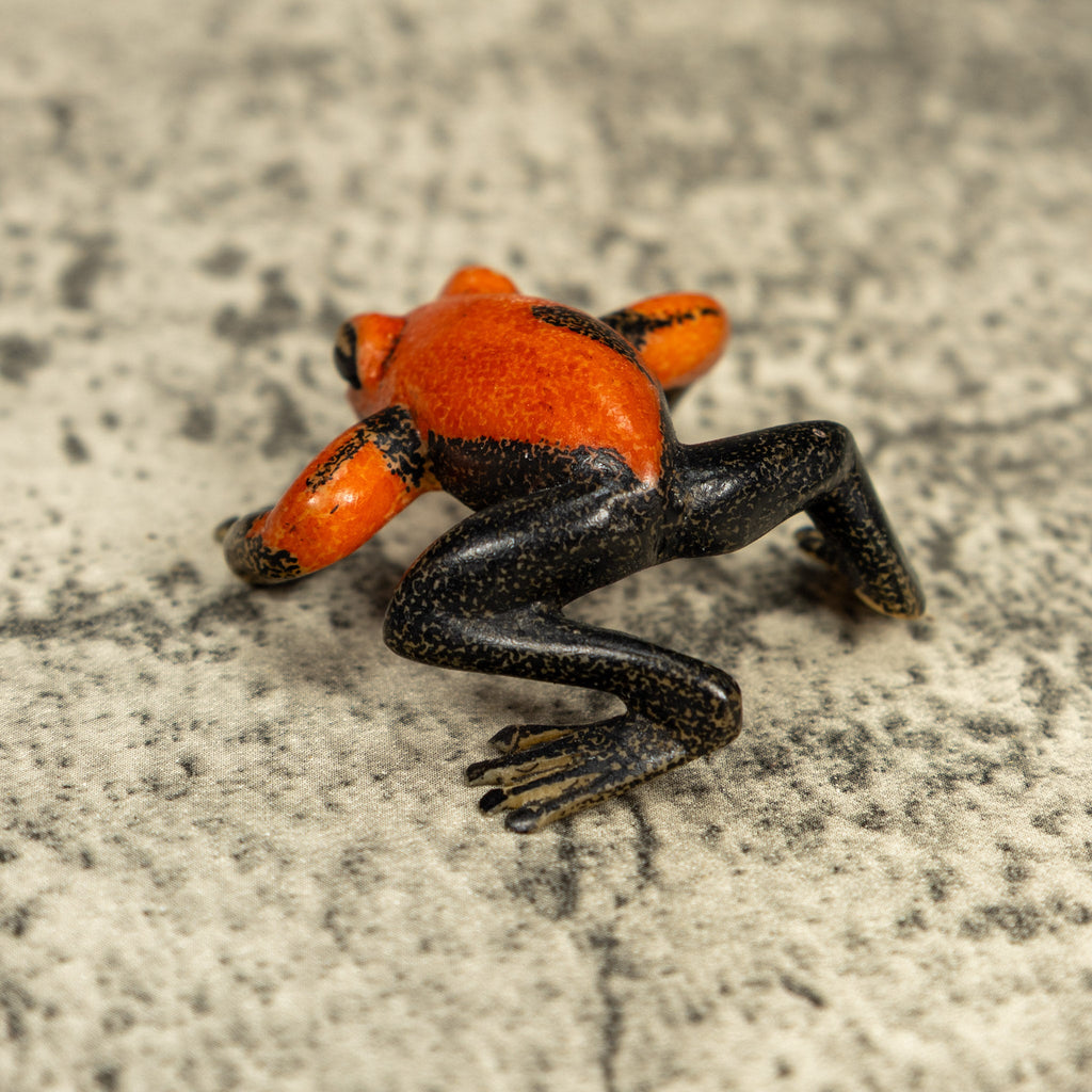 Free Standing Black And Orange Frog Tagua Carving