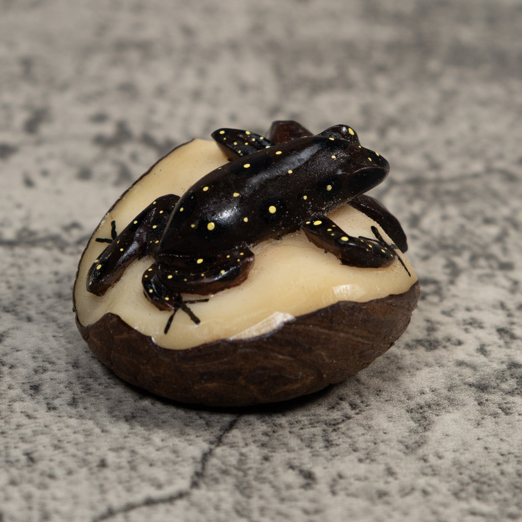 Vintage Yellow And Black Poison Dart Frog Tagua Carving